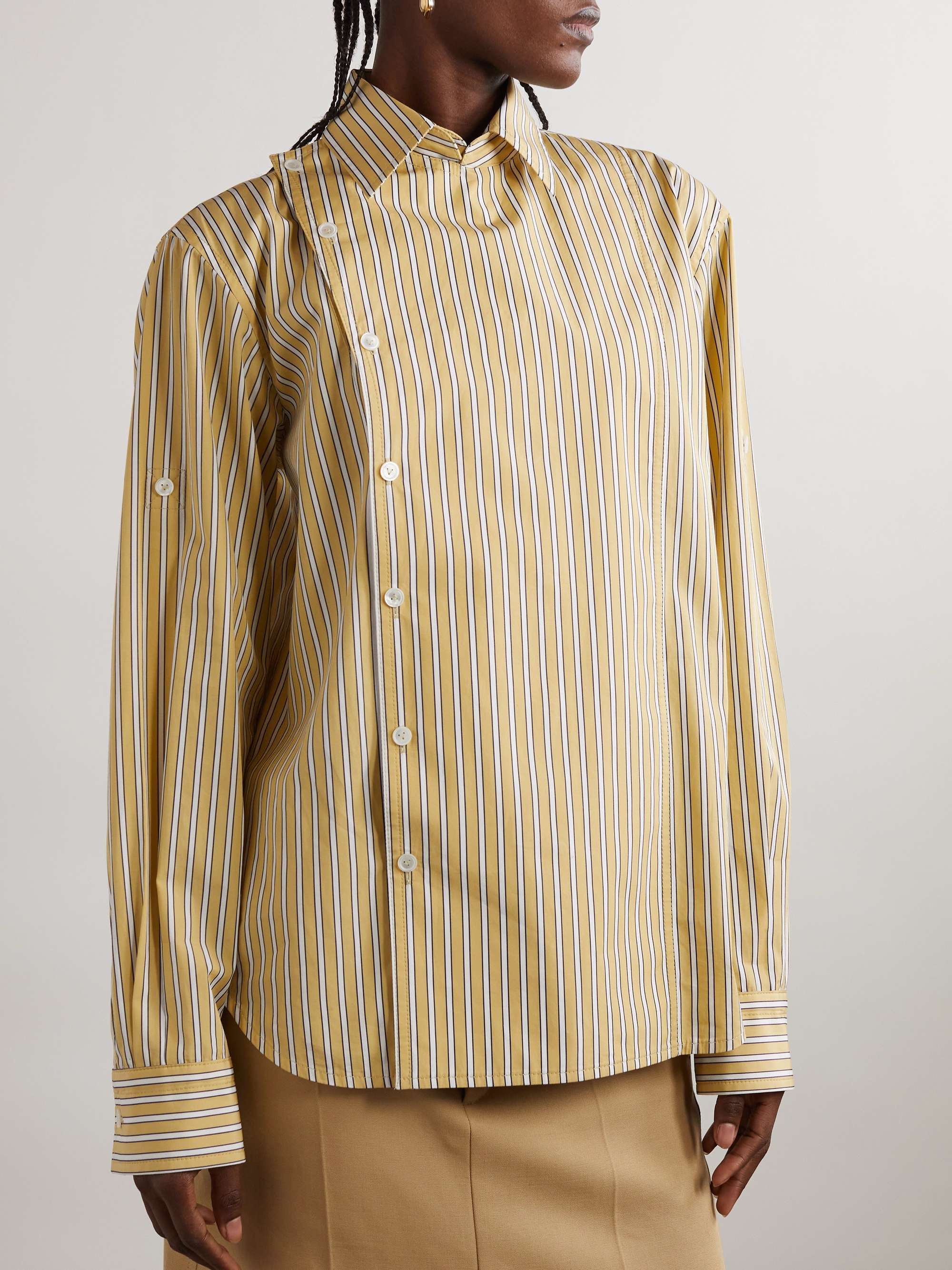 Asymmetric striped cotton-poplin shirt view
