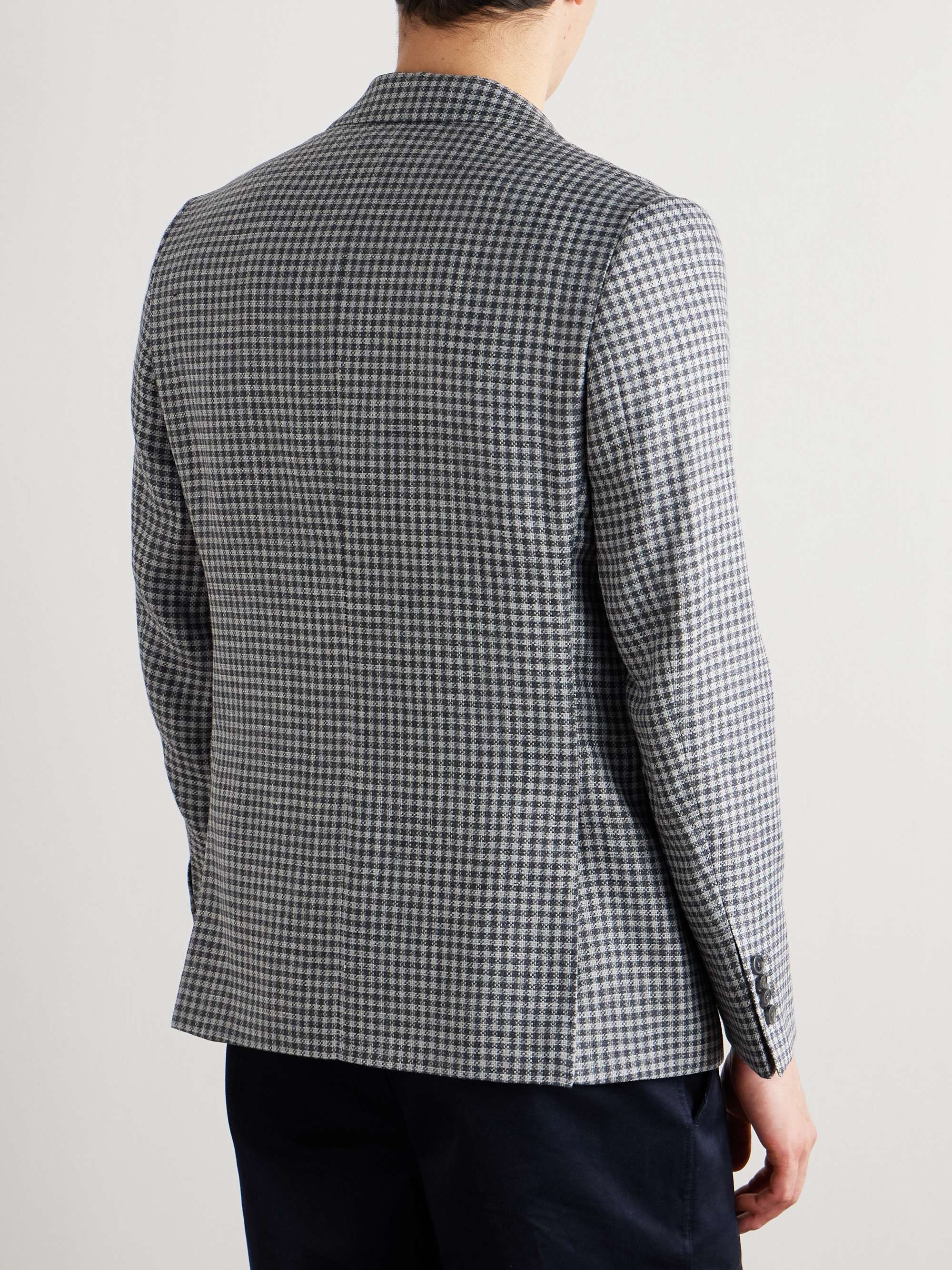 375 Gingham Linen and Wool-Blend Blazer view