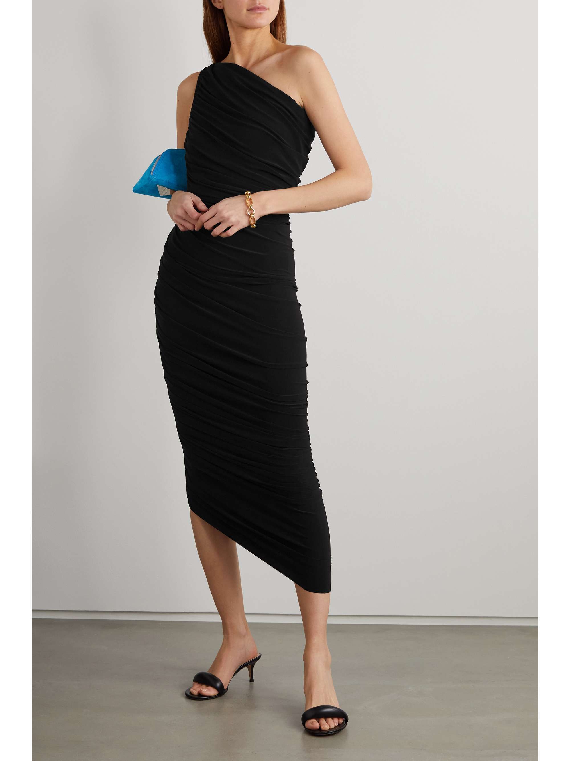 Diana one-shoulder ruched stretch-jersey gown view