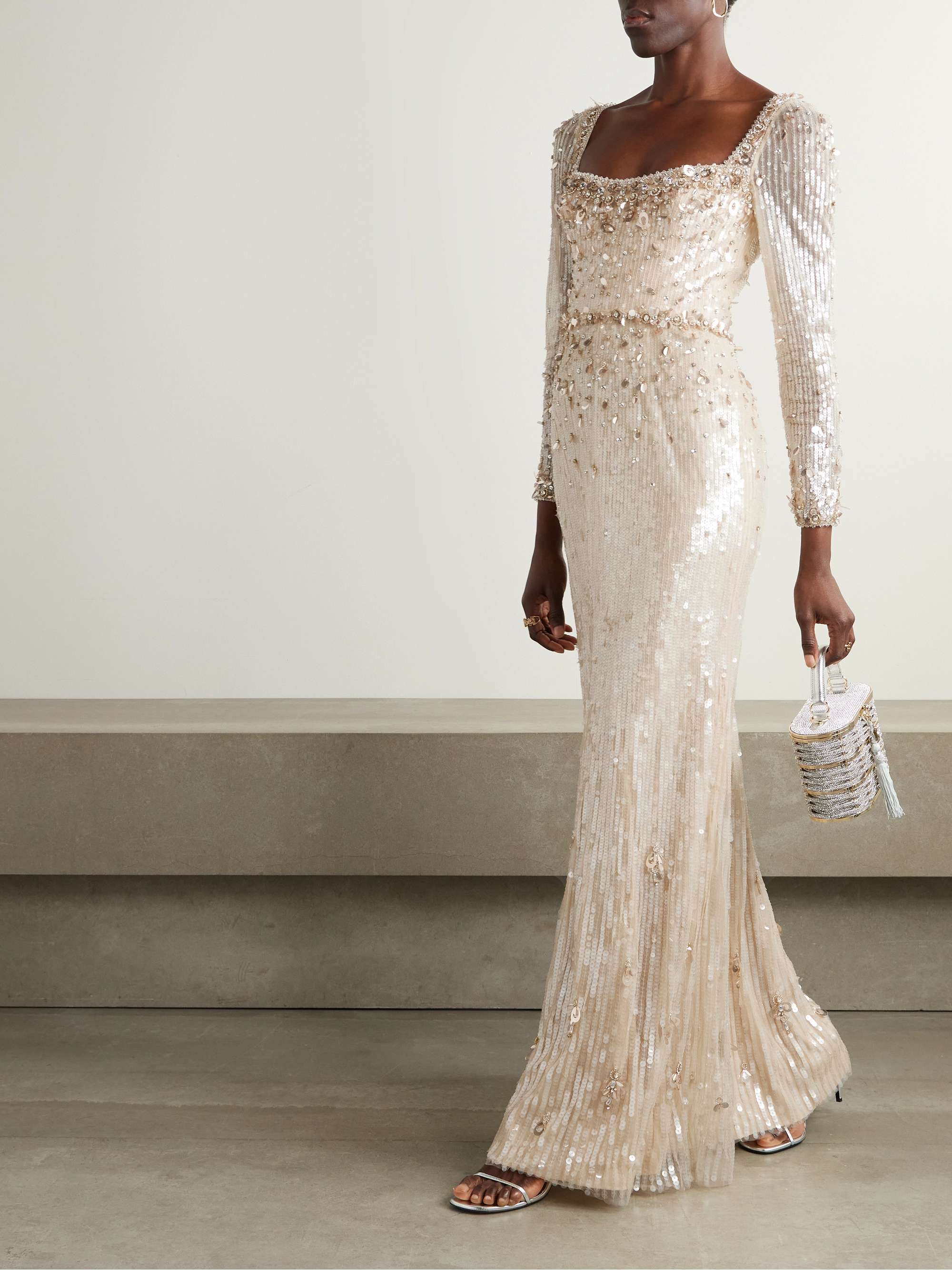 Kestra embellished sequined tulle gown view