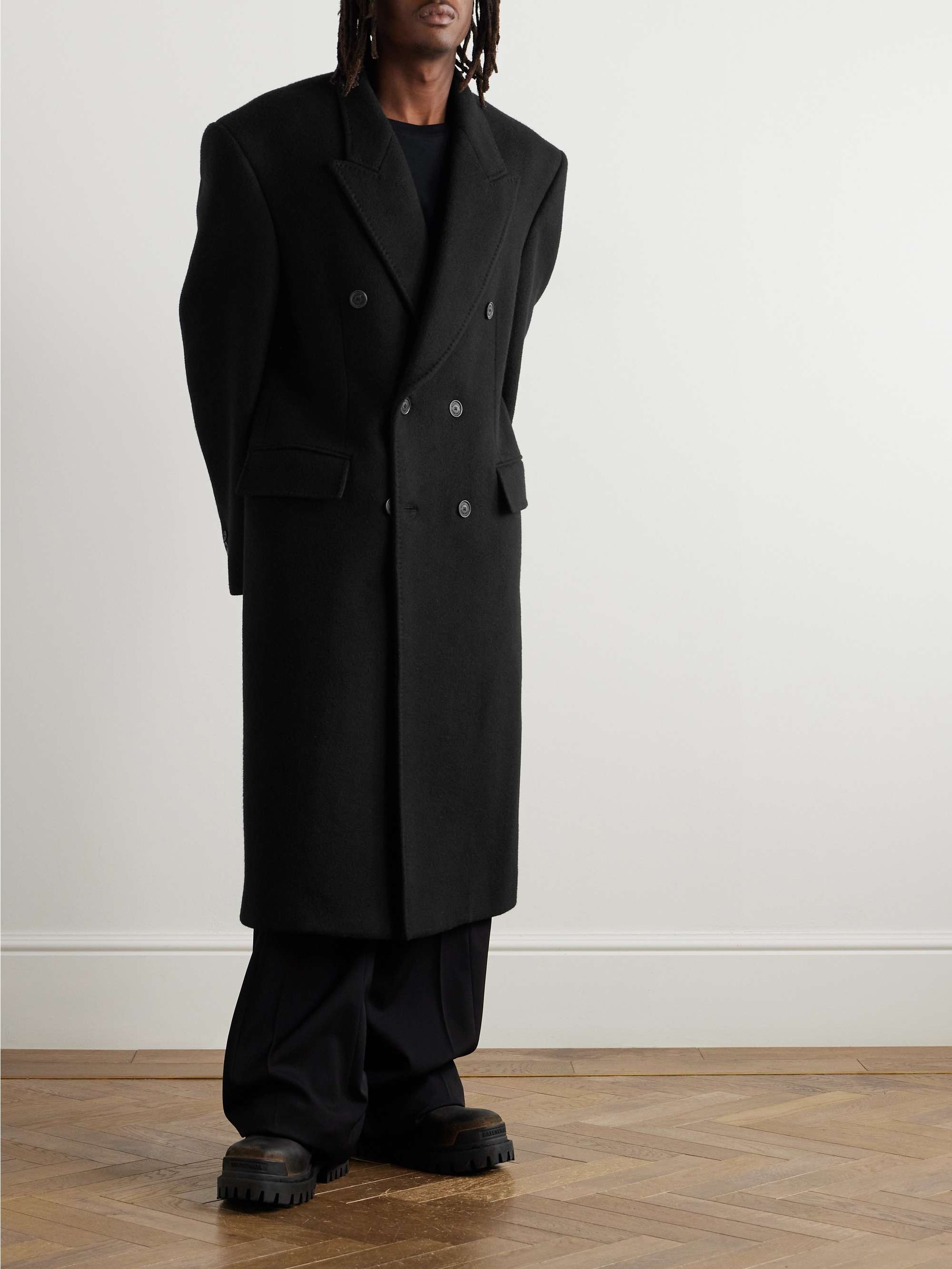 Oversized Double-Breasted Cashmere and Wool-Blend Felt Coat view