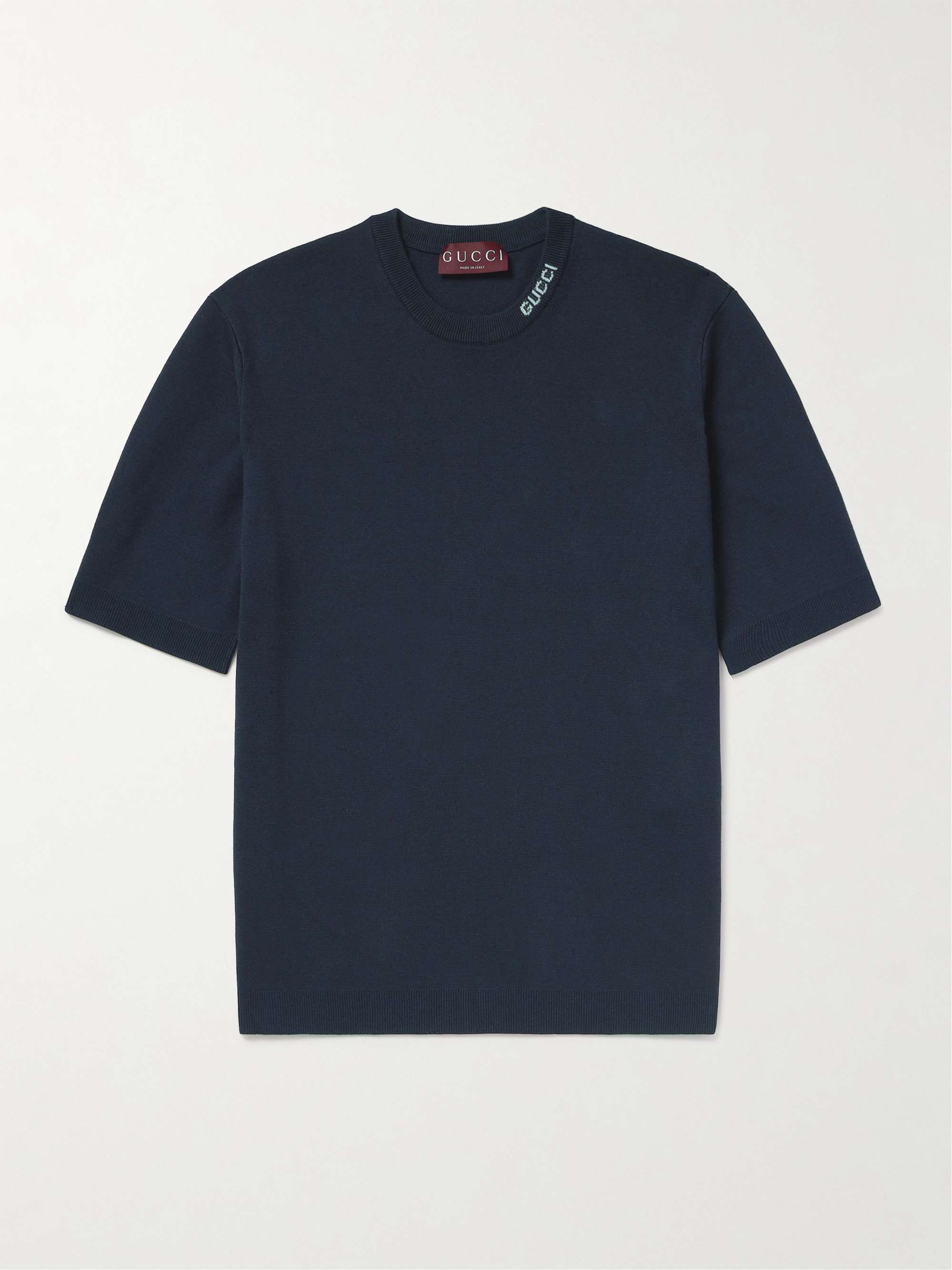 Logo-Intarsia Silk and Cotton-Blend T-Shirt view