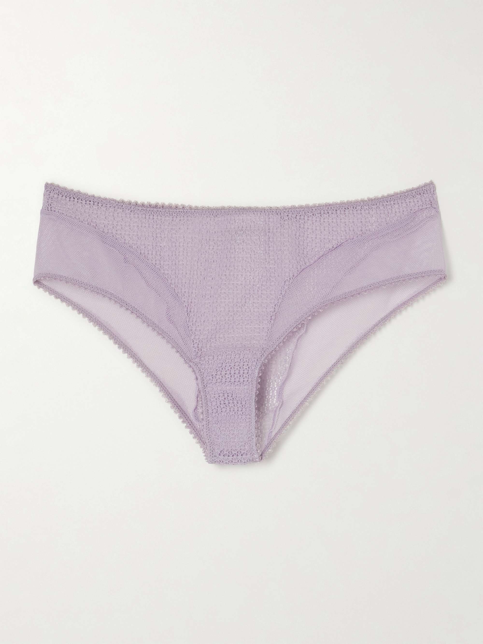 Crocheted lace and mesh briefs view