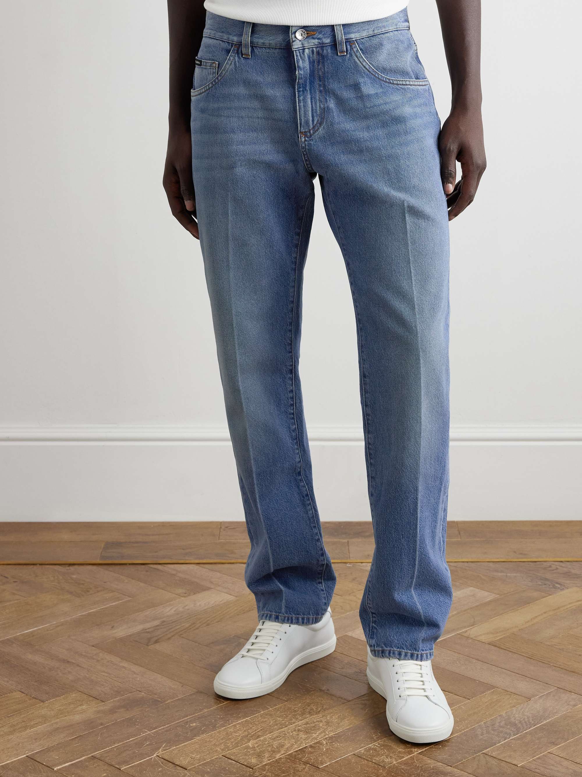 Straight-Leg Logo-Appliquéd Jeans view