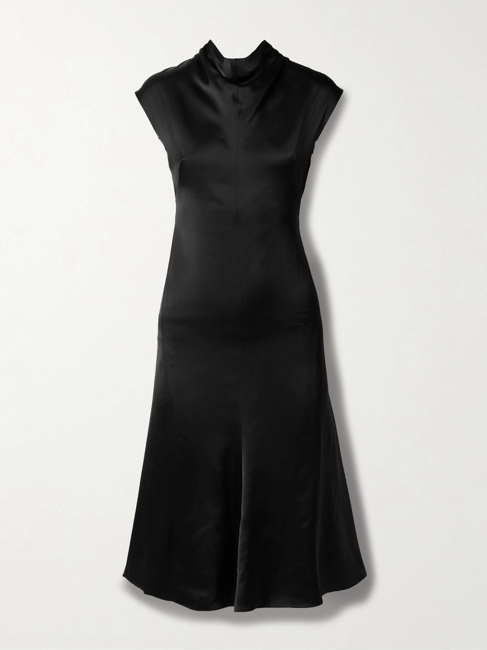 Draped silk-satin midi dress view