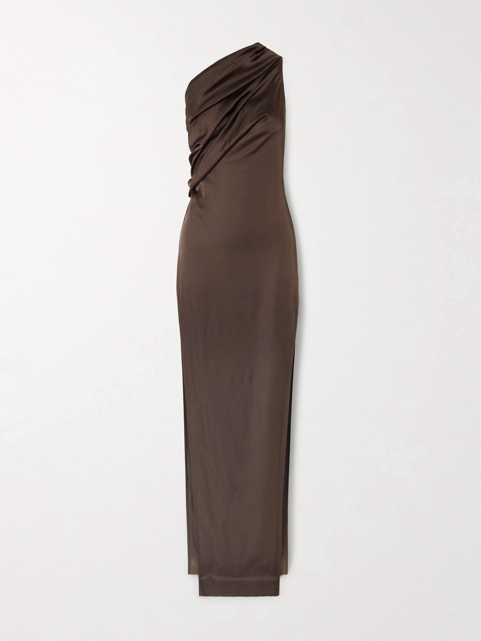 Athena Arrowhead one-shoulder draped satin maxi dress view