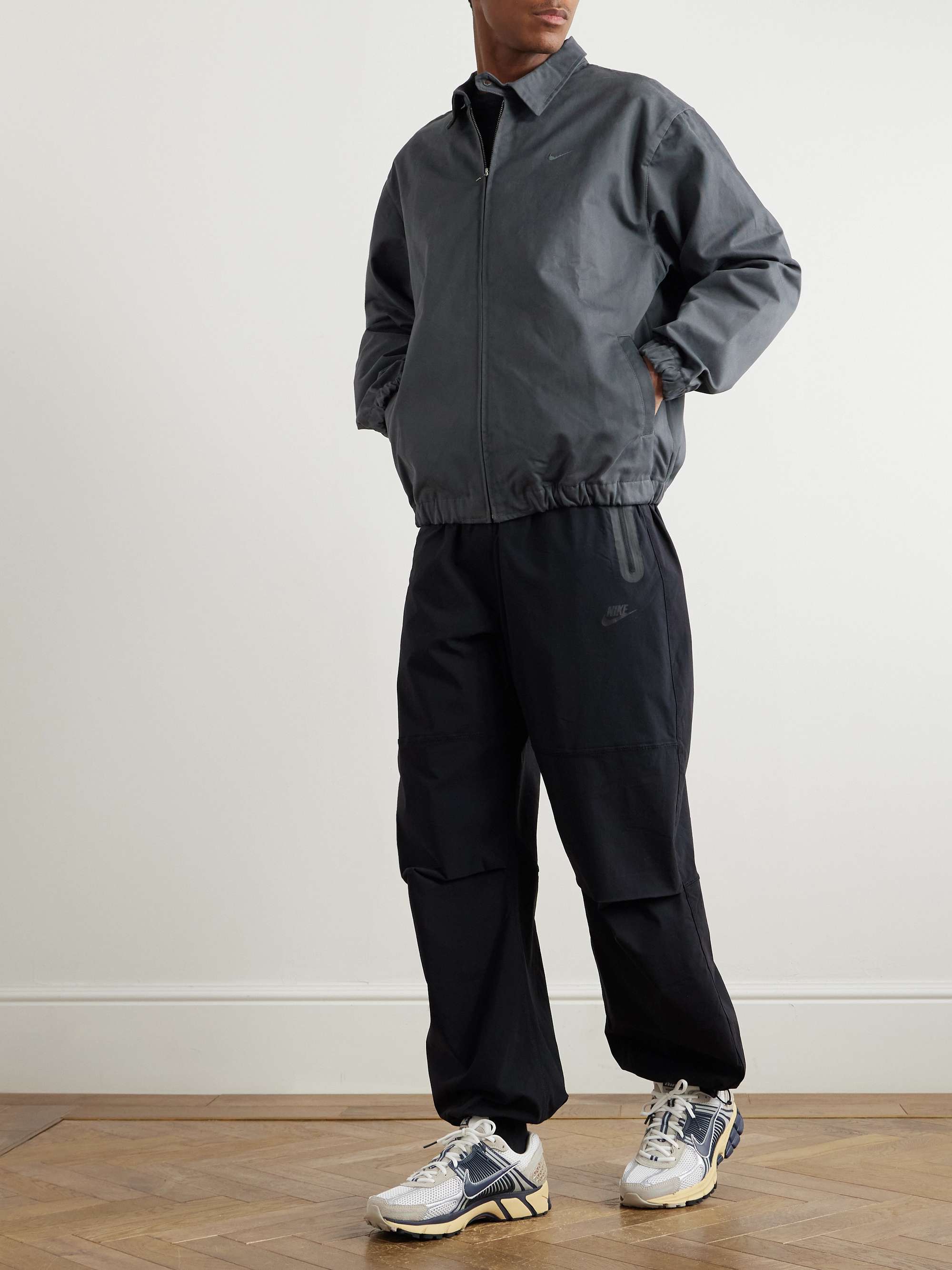 Wide-Leg Logo-Embroidered Stretch-Shell Track Pants view