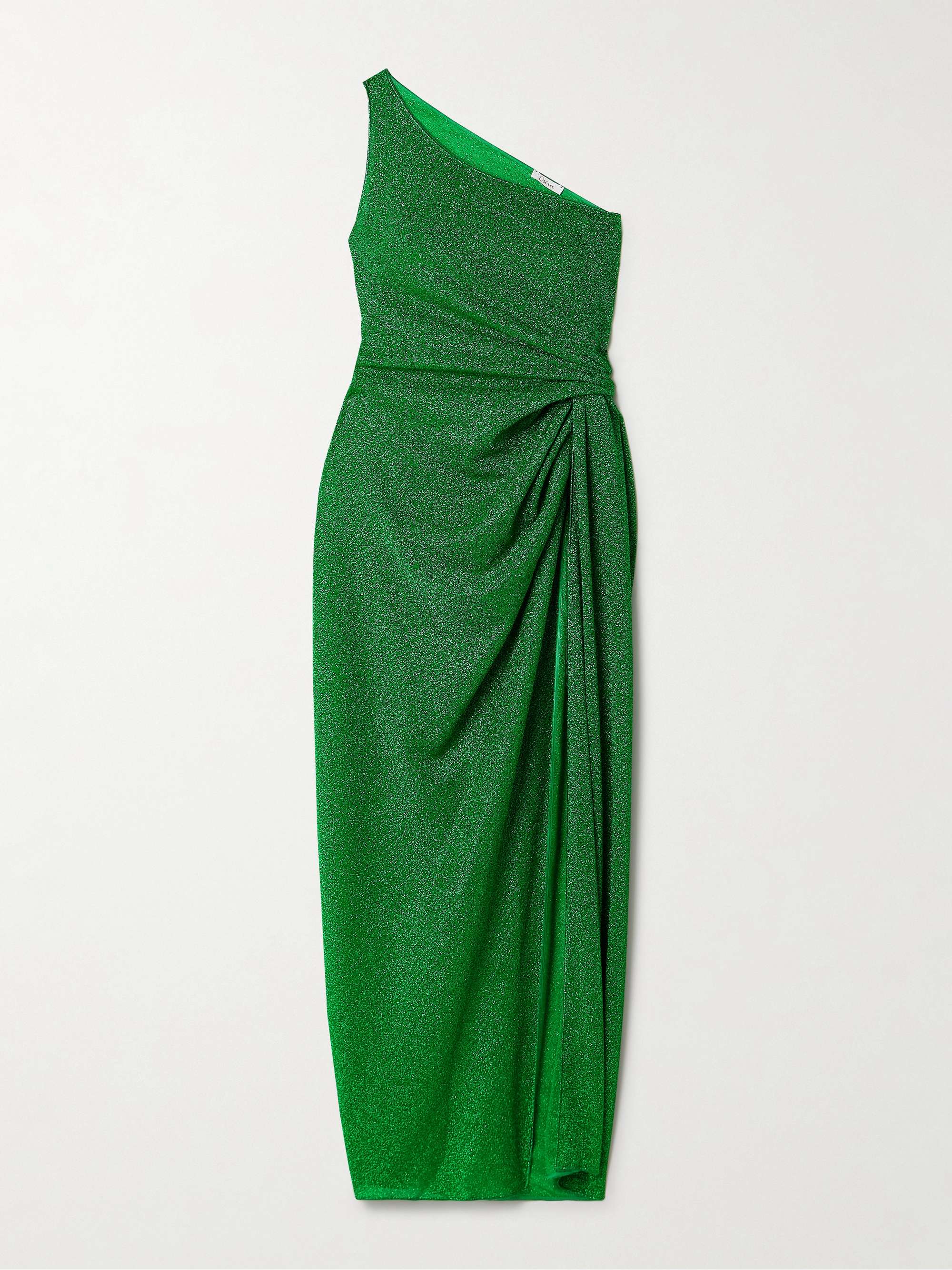 Lumière one-shoulder metallic stretch-knit midi dress view