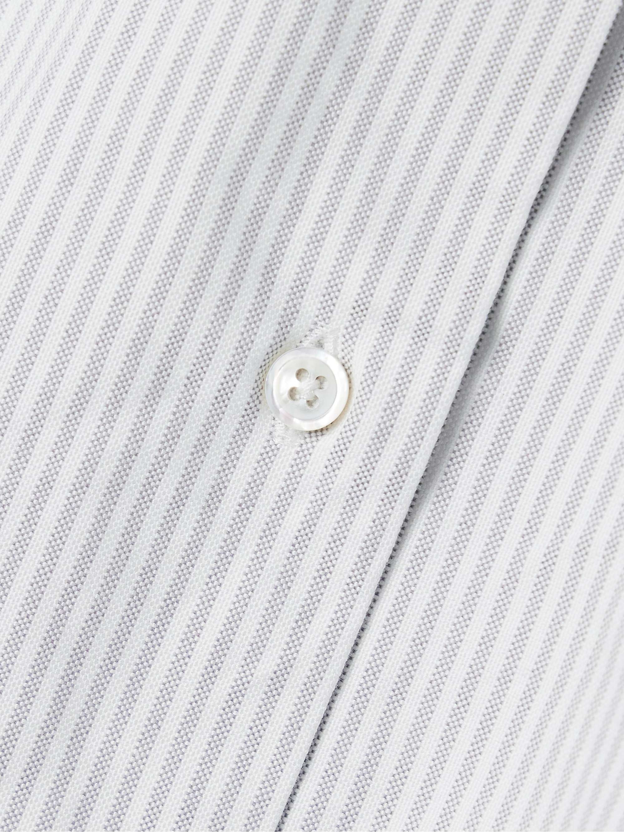 Cropped poplin-trimmed striped cotton Oxford shirt view