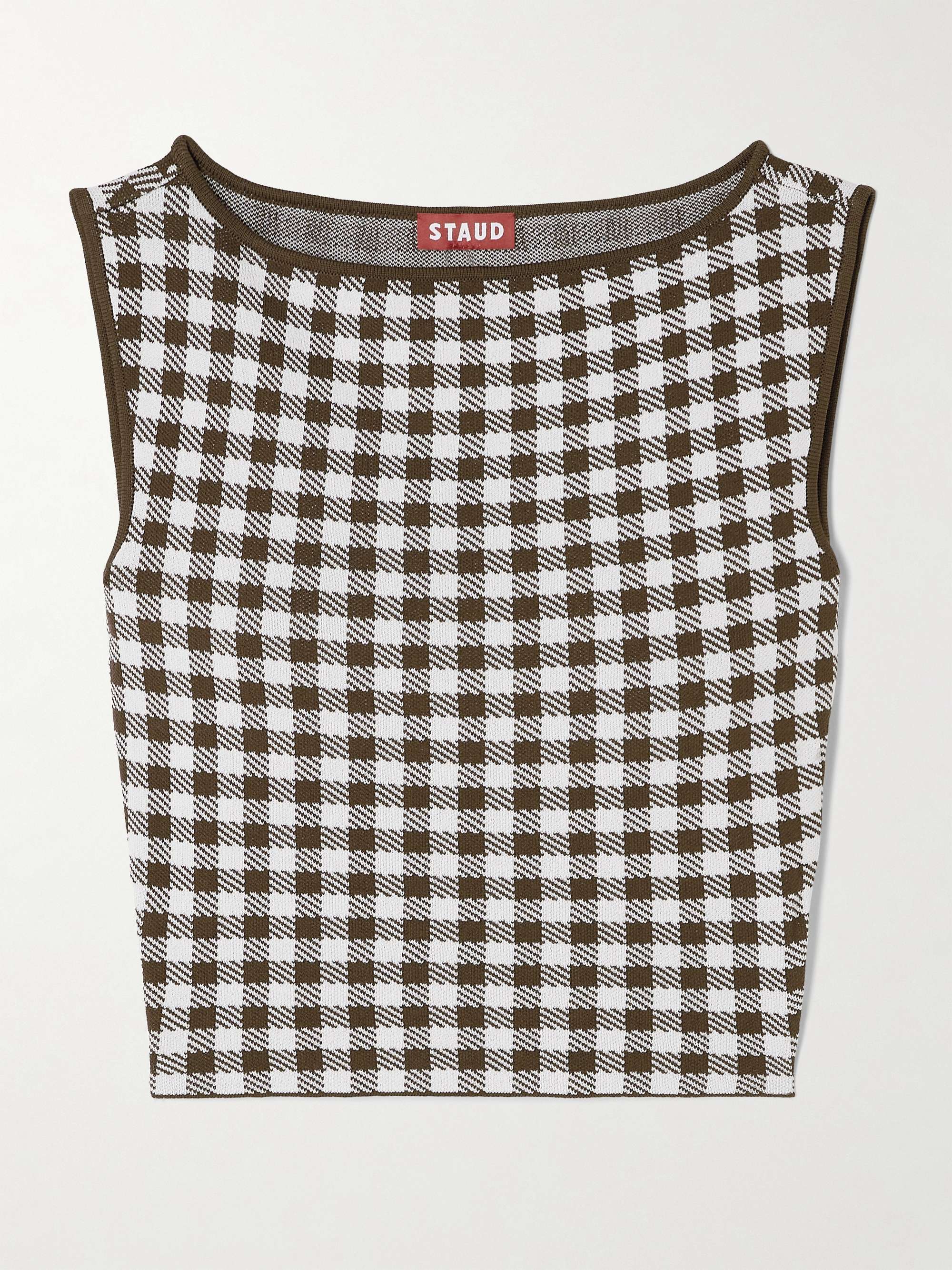 Montgomery cropped gingham jacquard-knit tank view