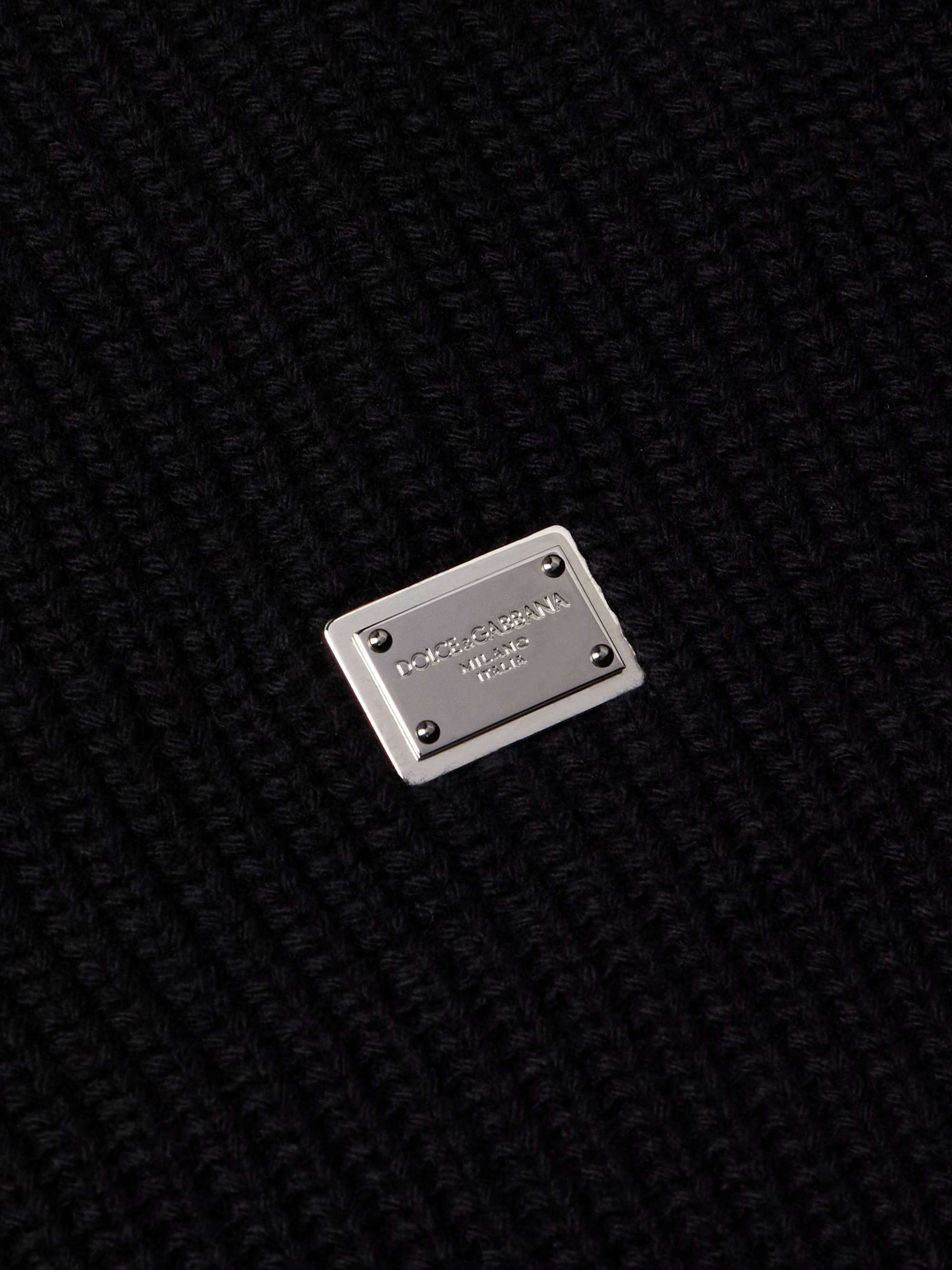Logo-Appliquéd Ribbed Wool Half-Zip Sweater view