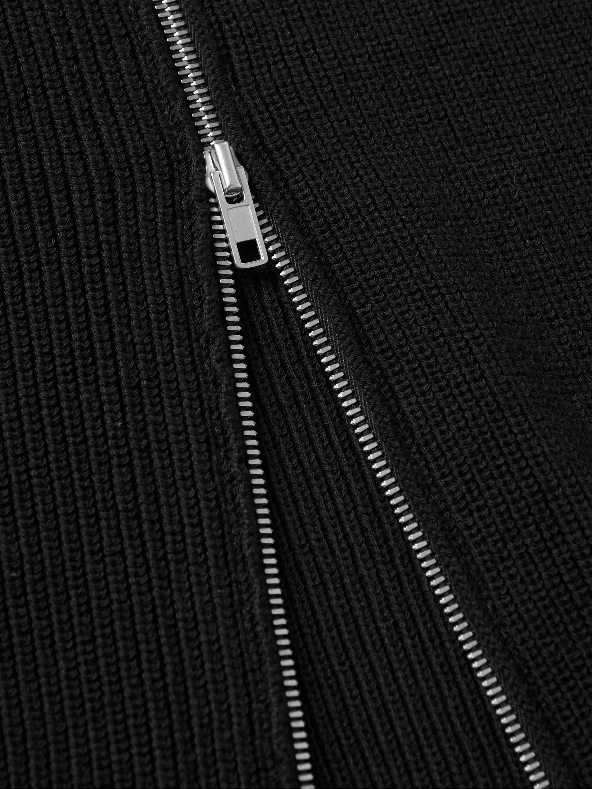 Ribbed Cotton and Wool-Blend Zip-Up Cardigan view