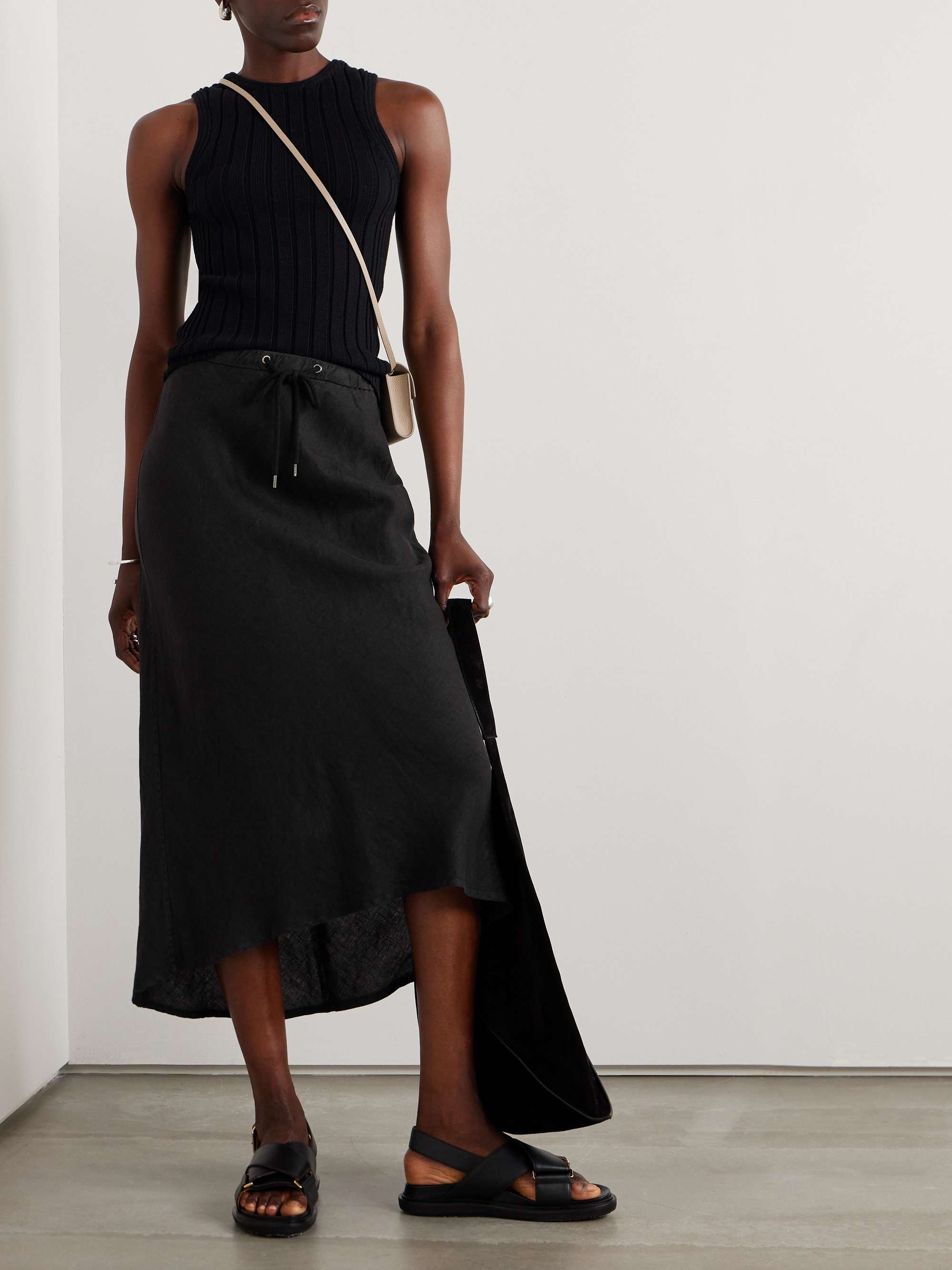 Surfside asymmetric linen skirt view