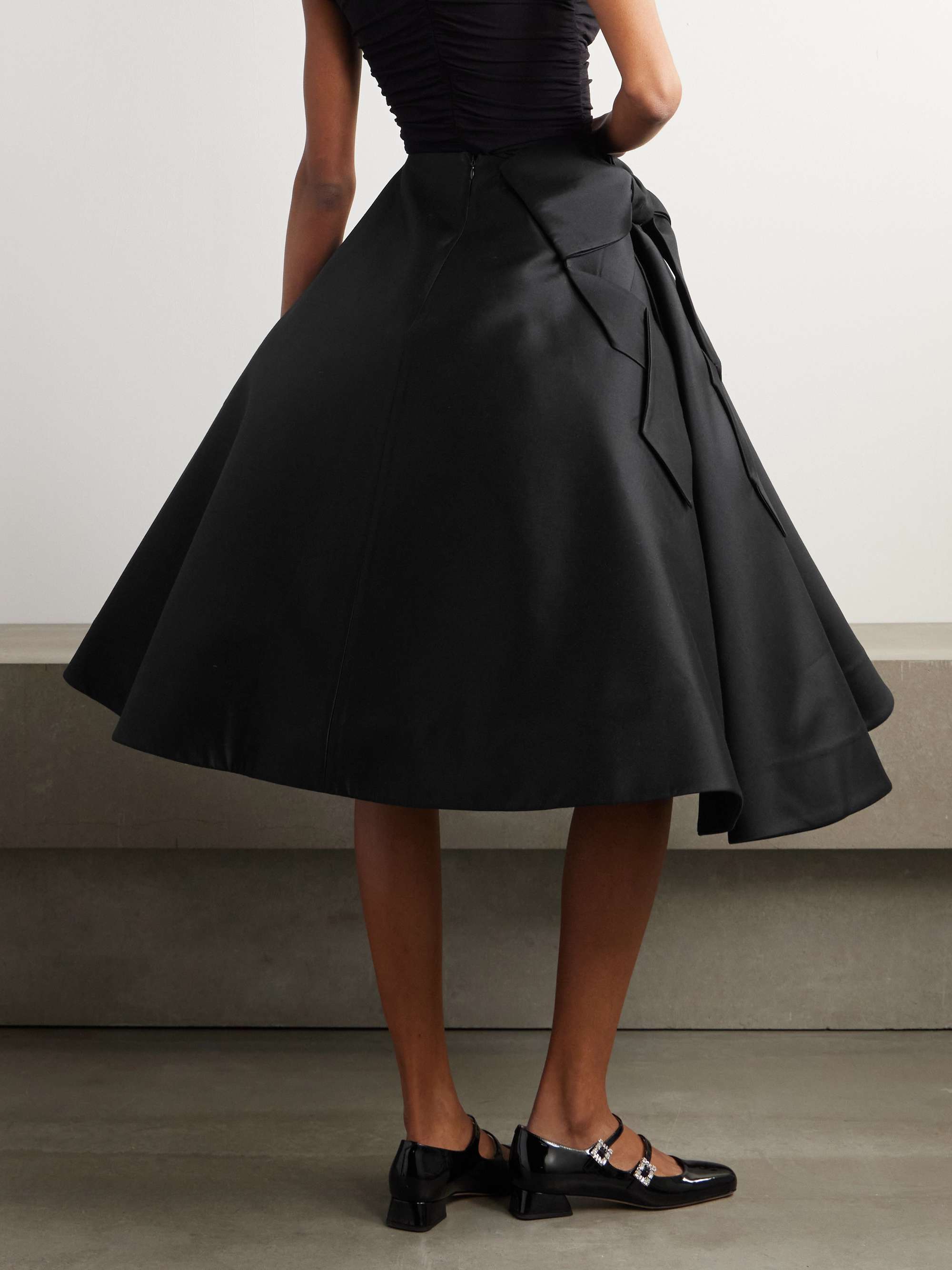 Bow-embellished wool and silk-blend twill midi skirt view