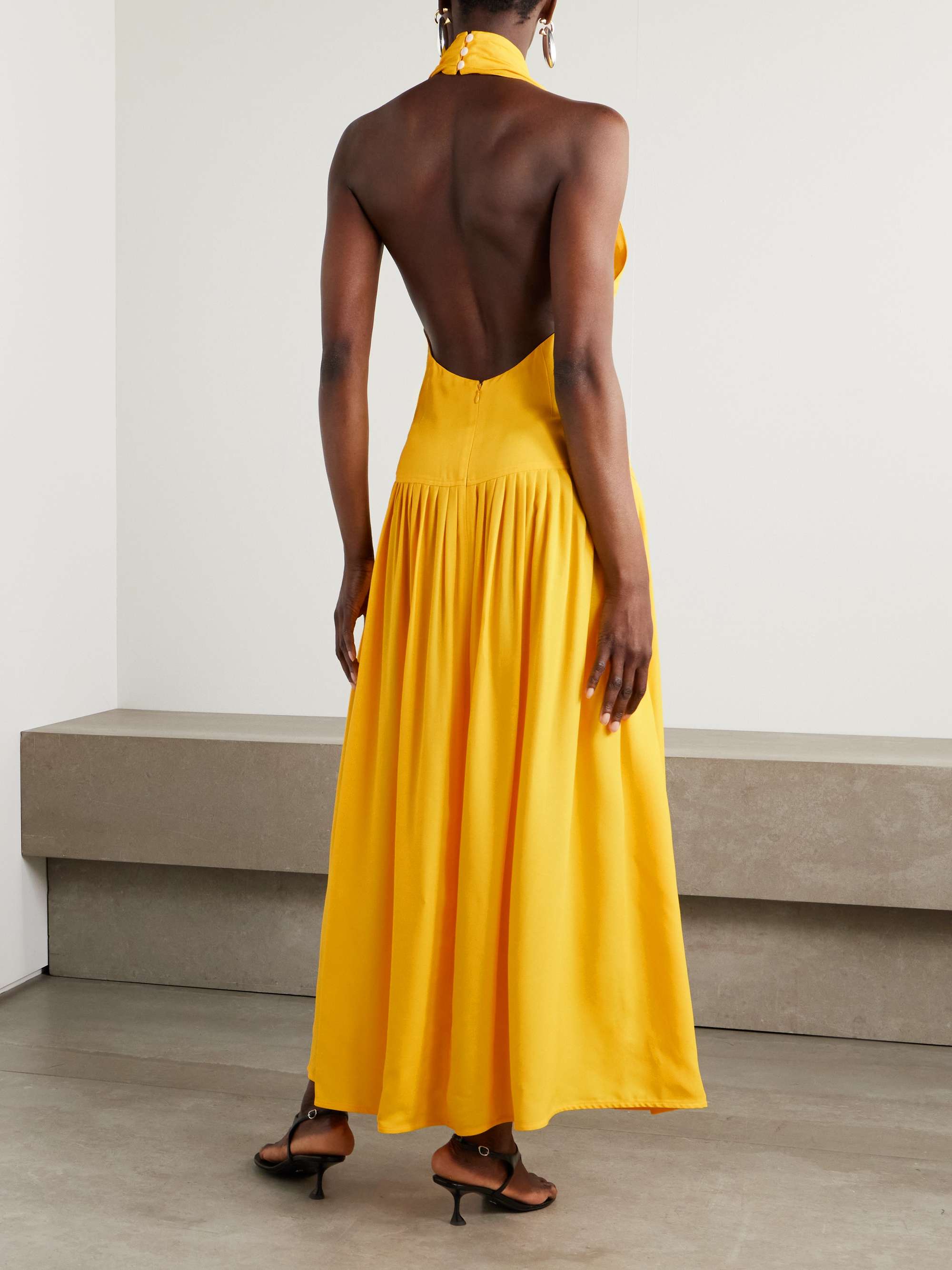 Tala pleated georgette halterneck maxi dress view