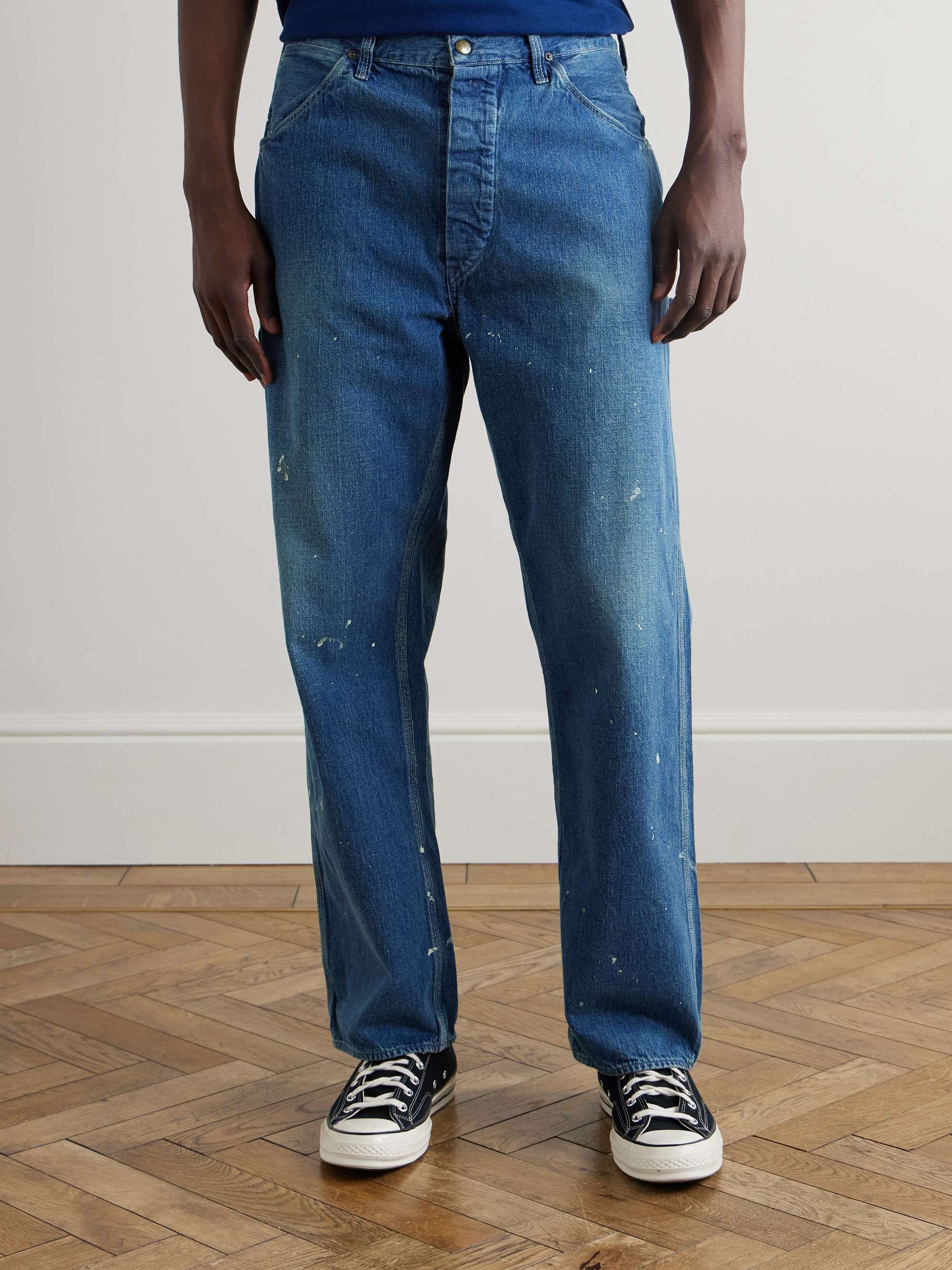 Paint-Splattered Straight-Leg Selvedge Jeans view