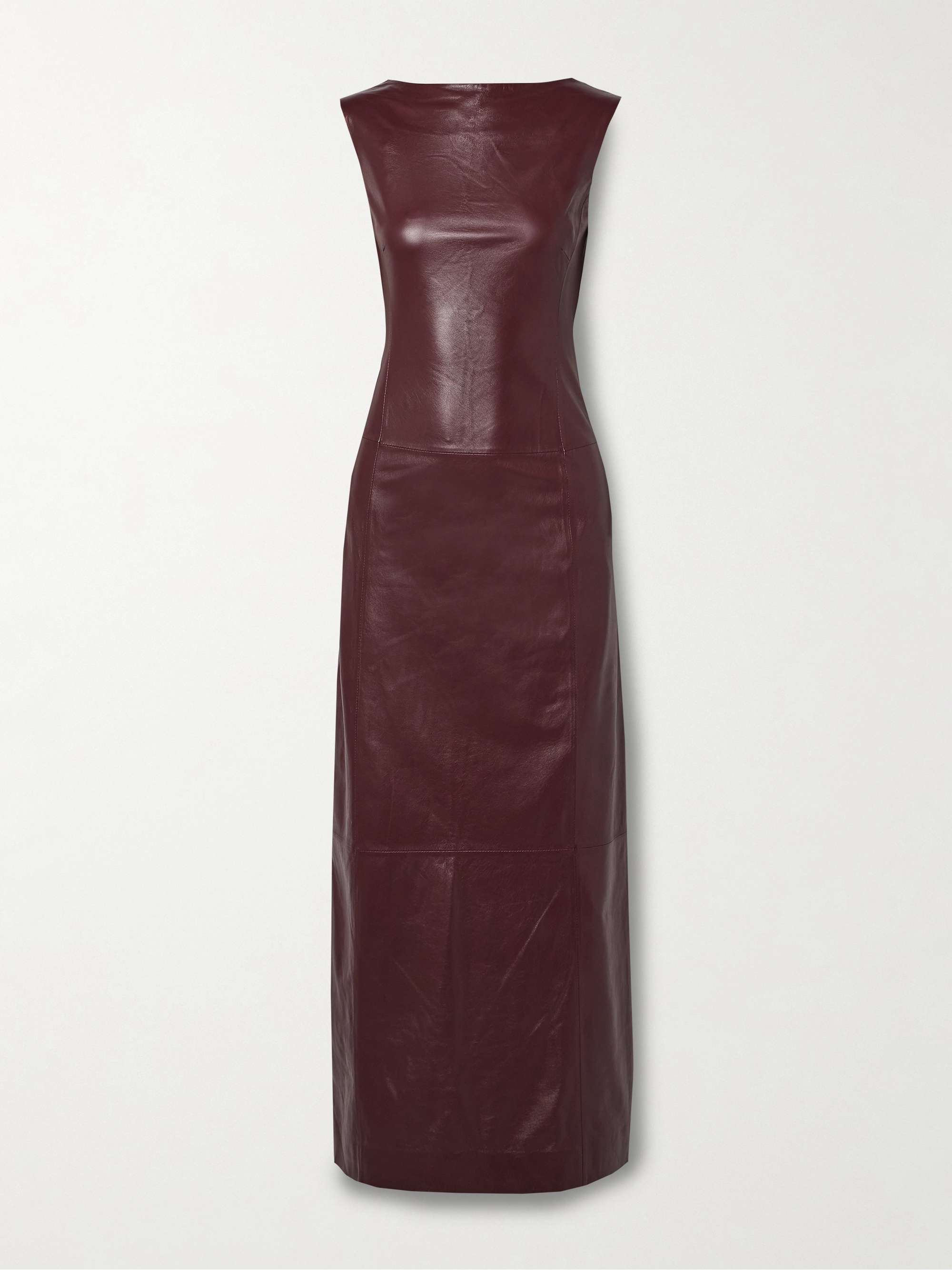 Open-back leather midi dress view