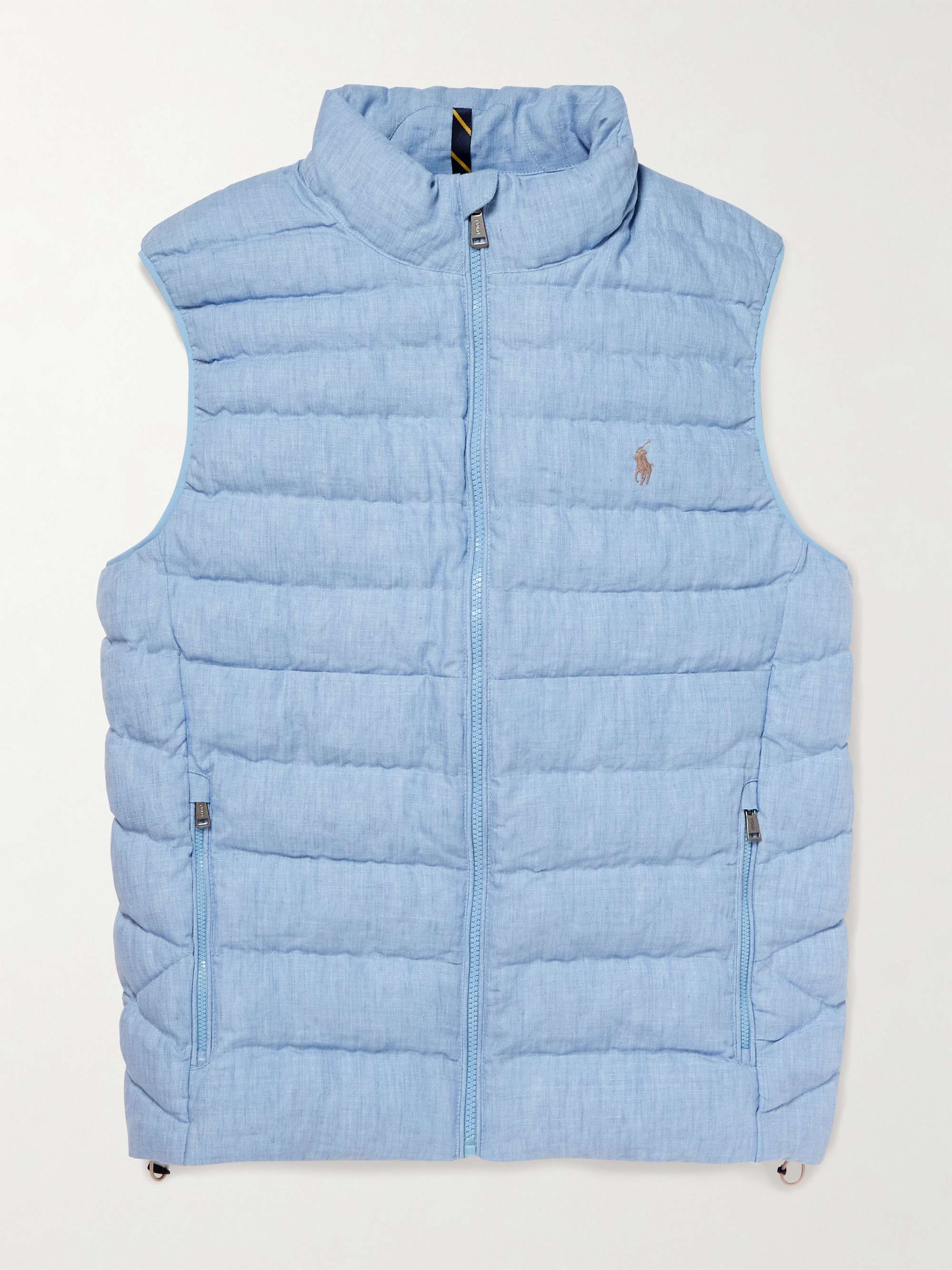 Terra Logo-Embroidered Padded Quilted Linen Gilet view