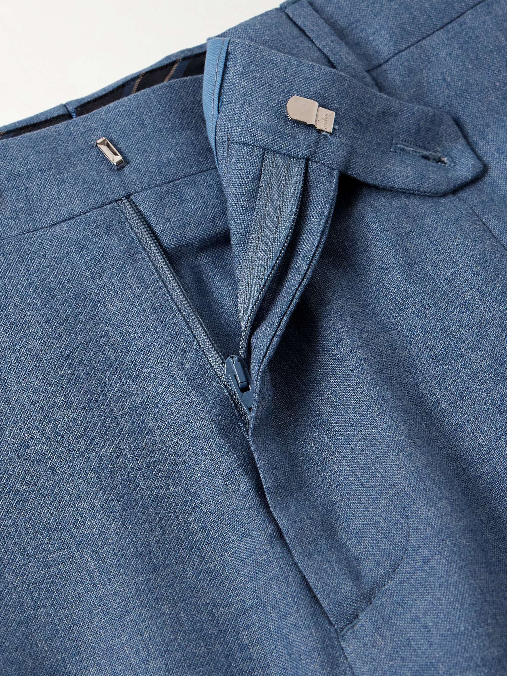 Straight-Leg Pleated Silk and Cashmere-Blend Trousers view