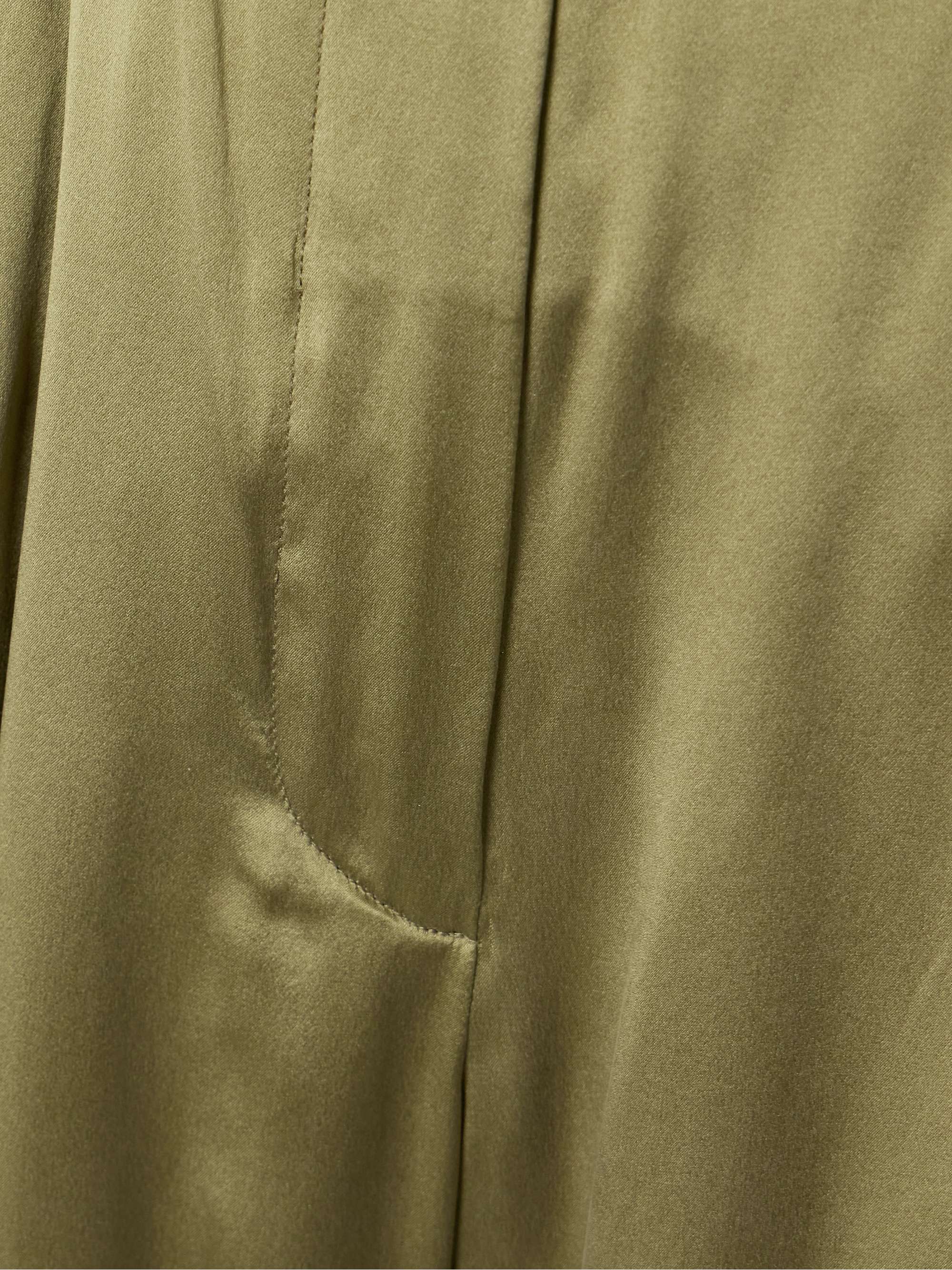 Belted pleated silk-satin wide-leg pants view
