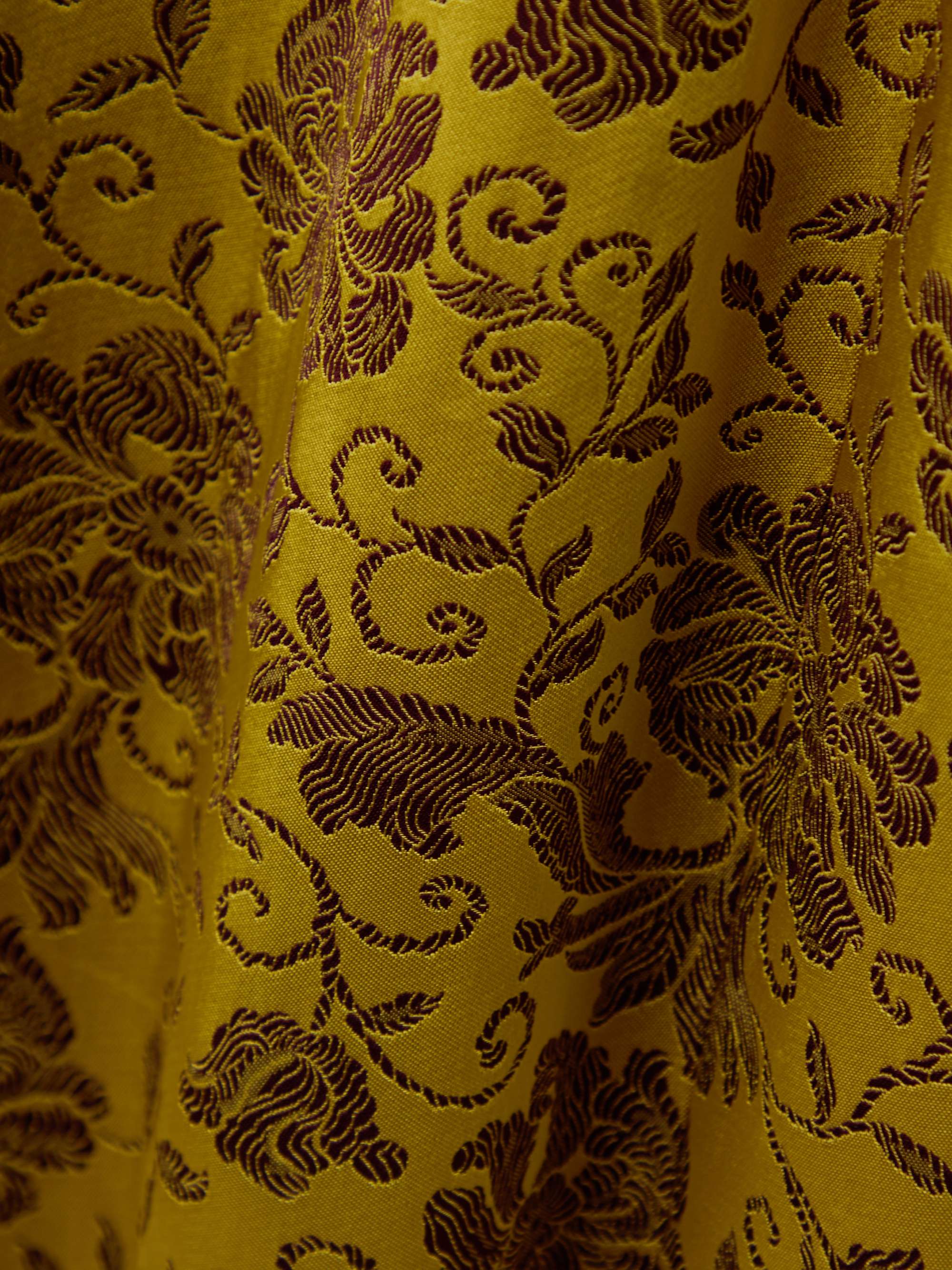 Gathered floral-brocade gown view