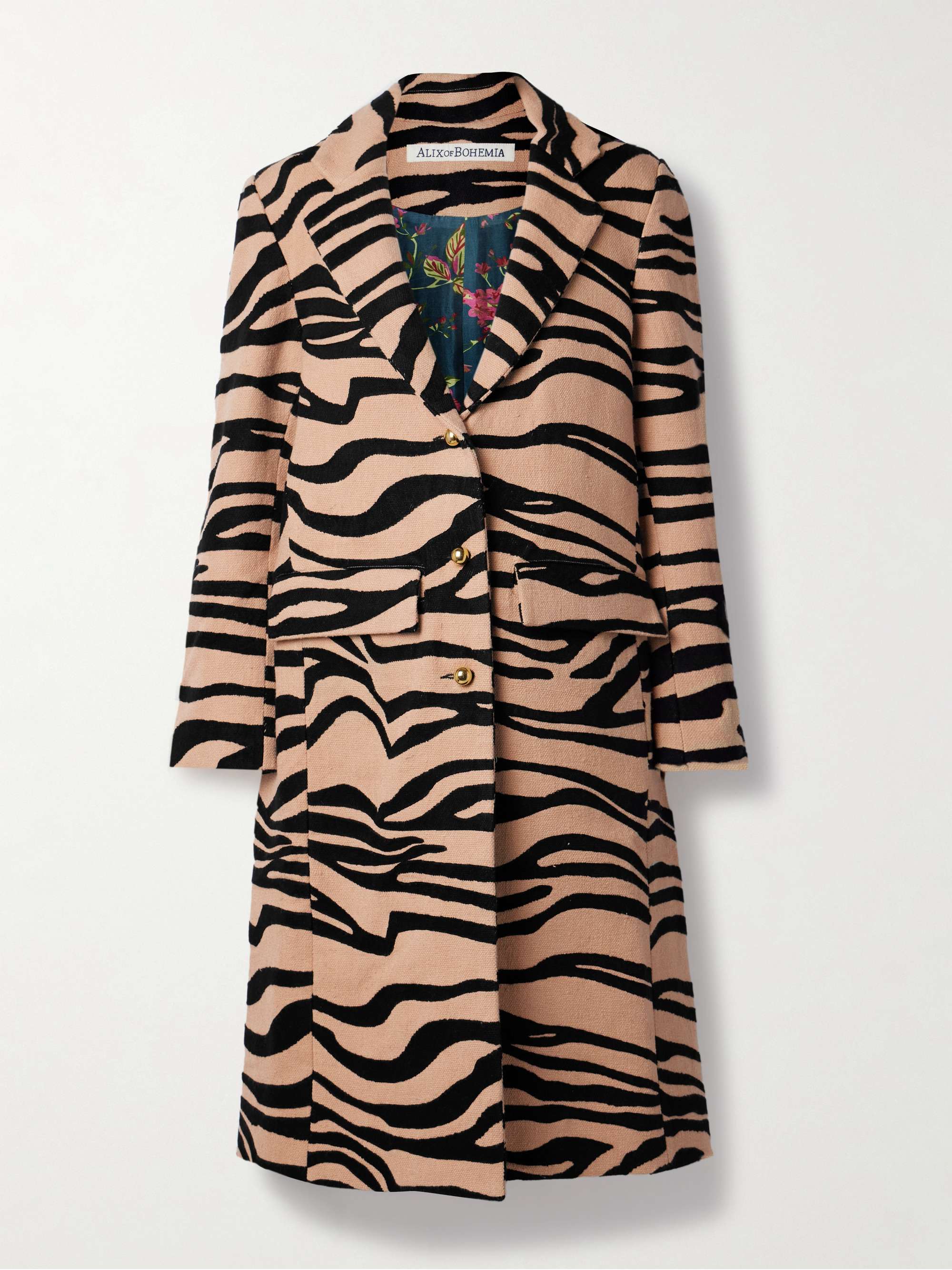 Captain zebra-jacquard cotton-canvas coat view