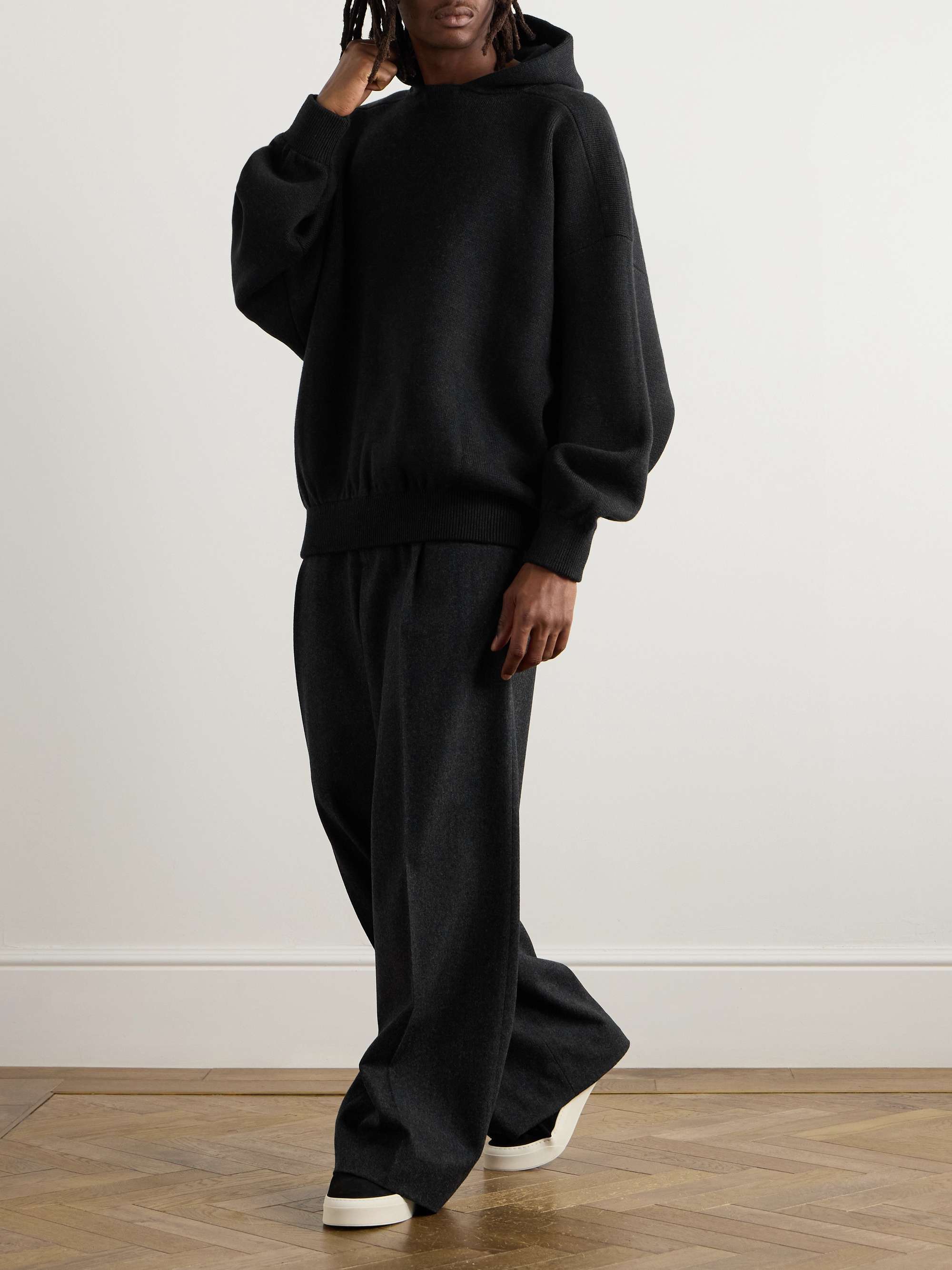 Logo-Appliquéd Merino Wool Hoodie view