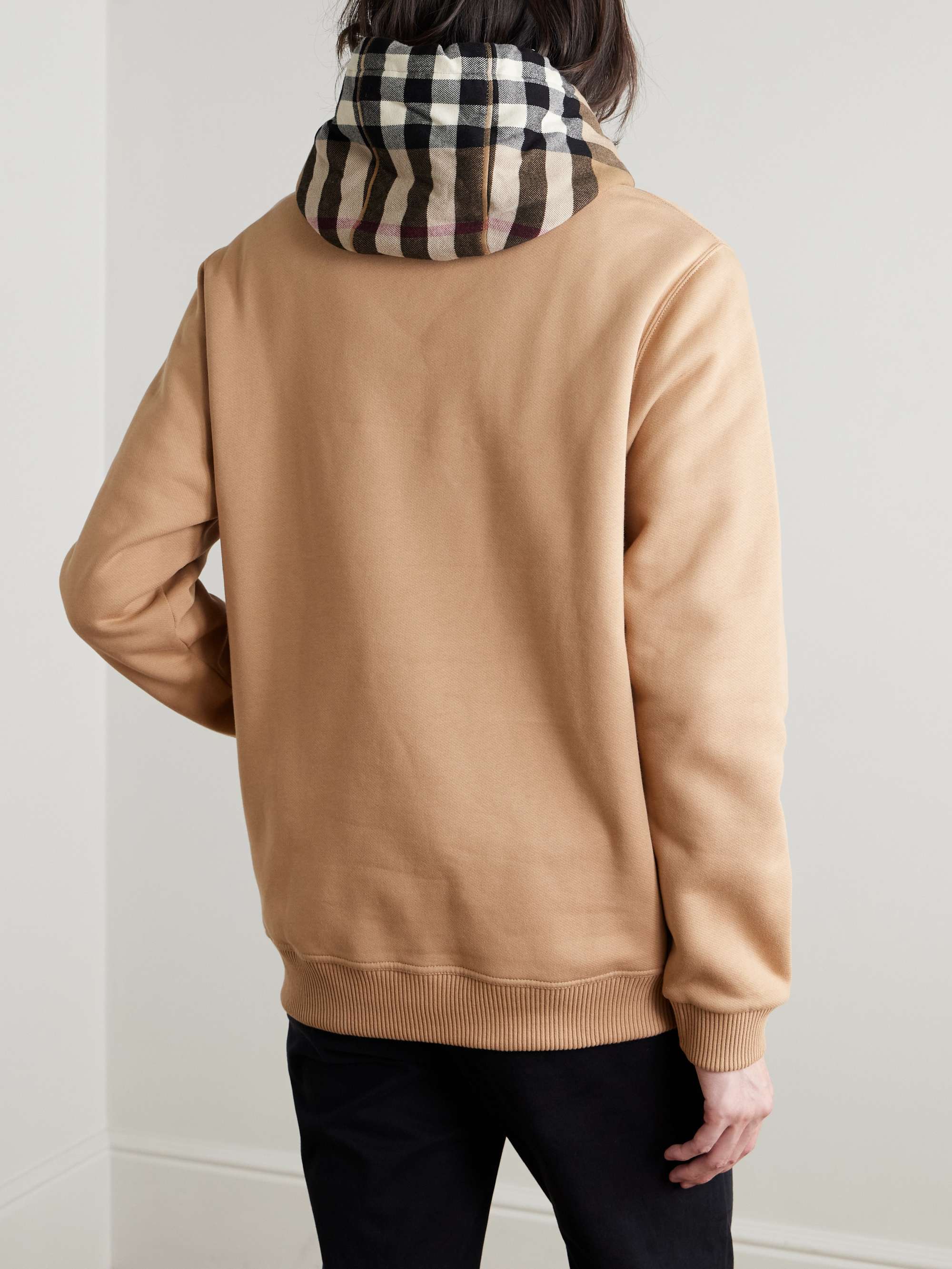 Checked Cotton-Blend Jersey Hoodie view