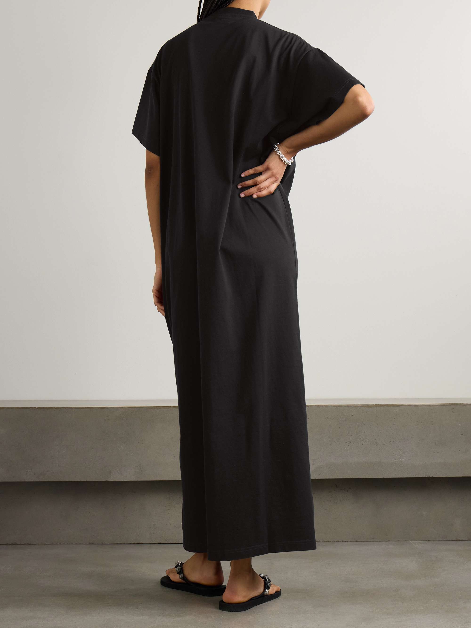 Oversized logo-embroidered cotton-jersey maxi dress view