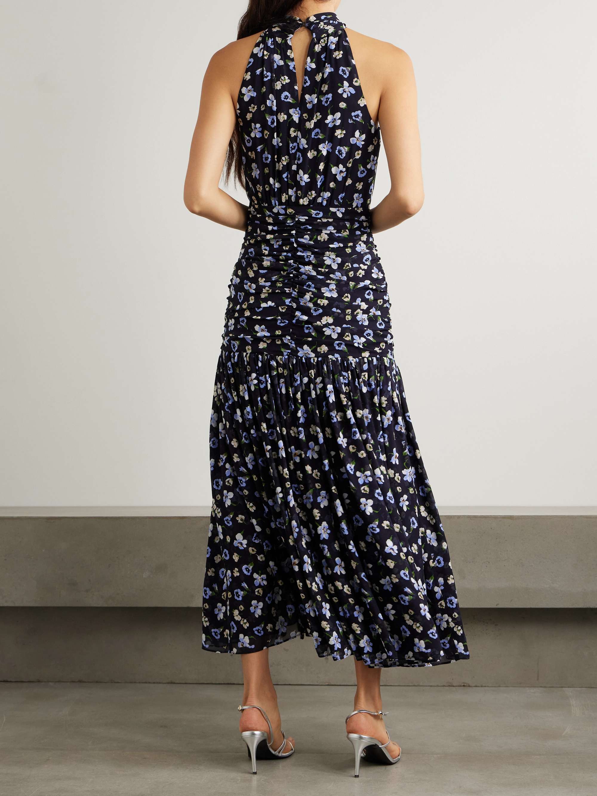 Brock ruched floral-print silk crepe de chine midi dress view