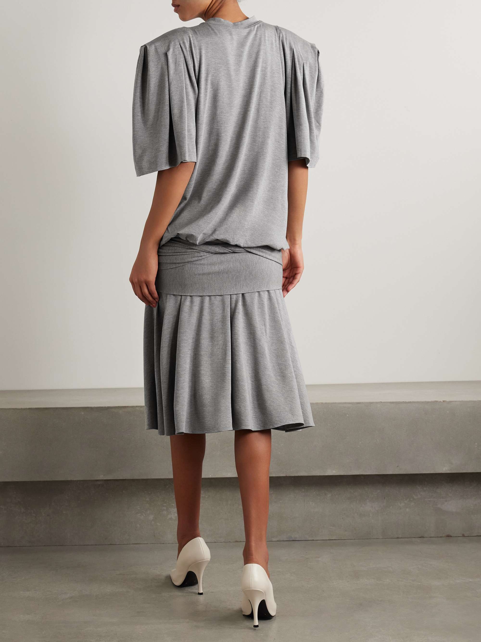 Gathered cotton-jersey midi dress view