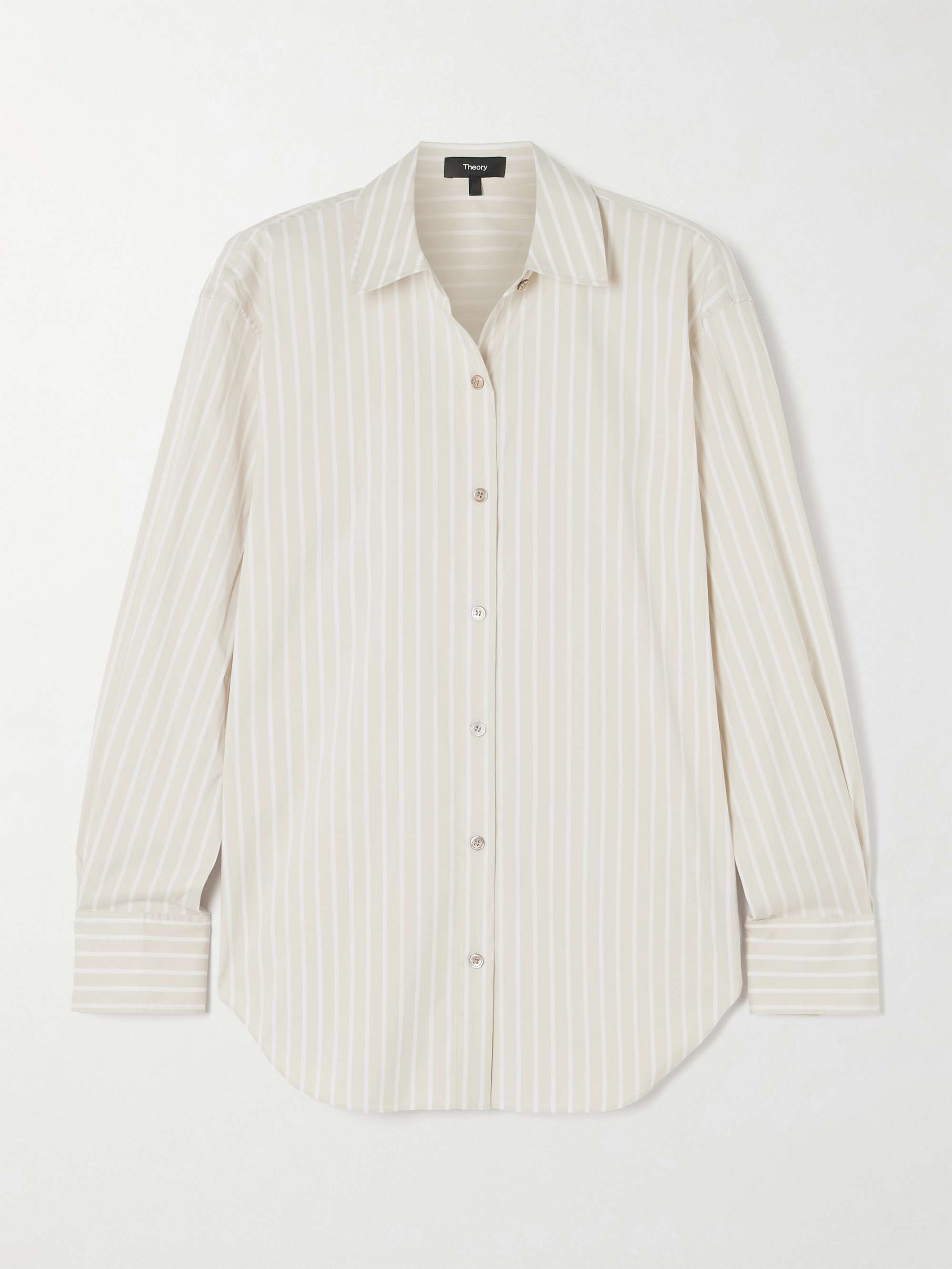 Striped cotton-blend poplin shirt view