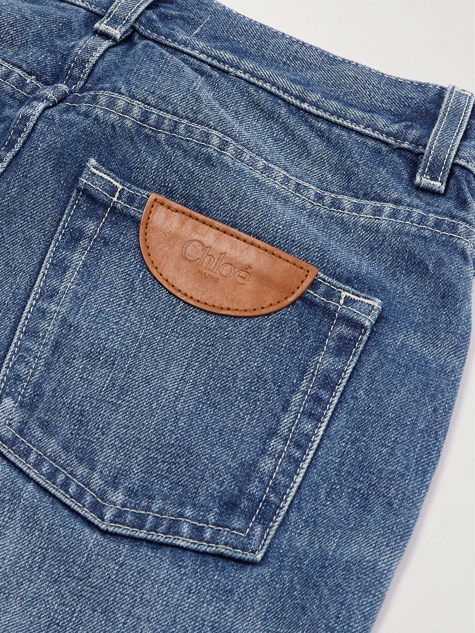 Snake frayed embellished straight-leg jeans view