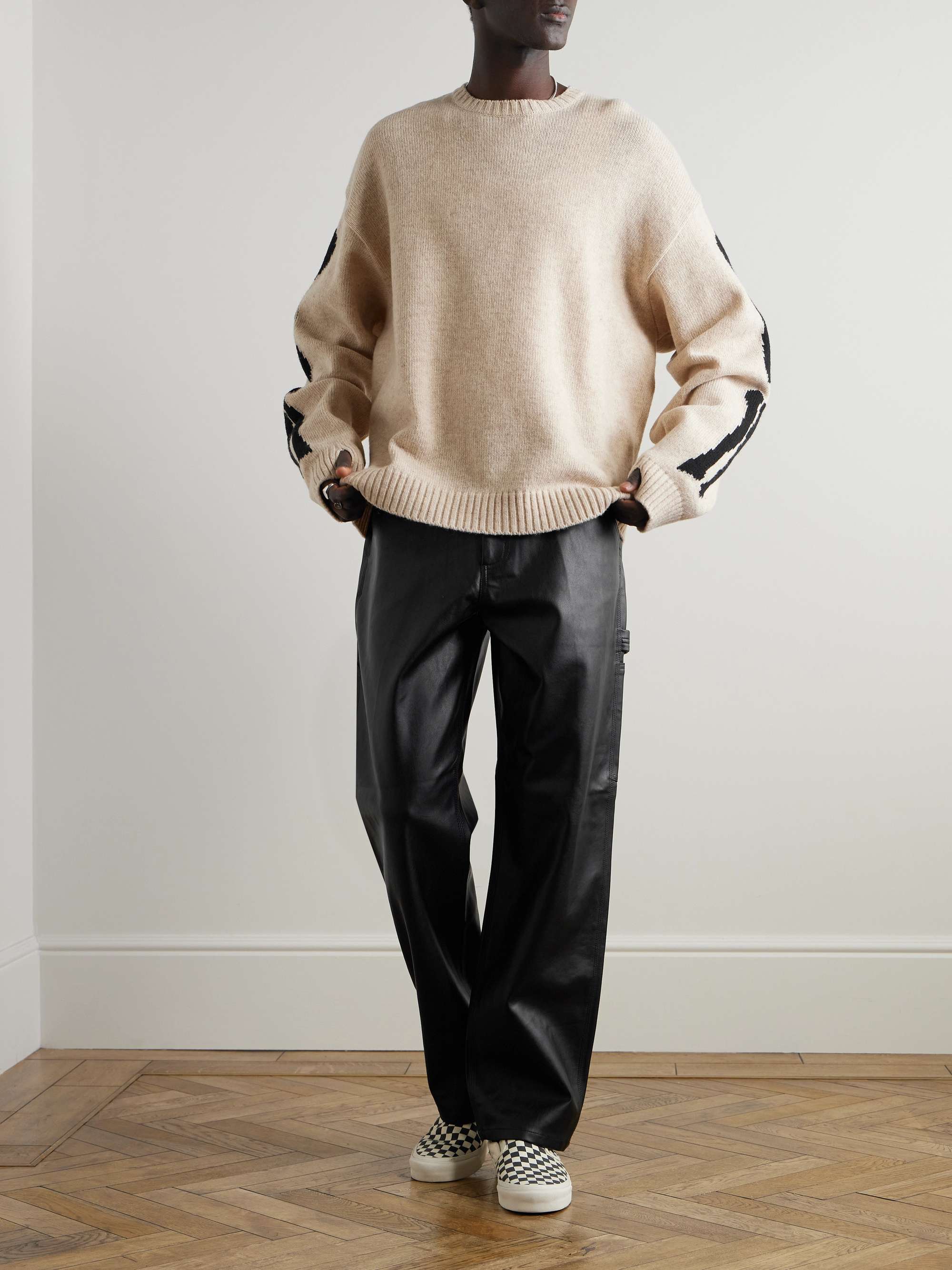Single-Knee Straight-Leg Full-Grain Trousers view