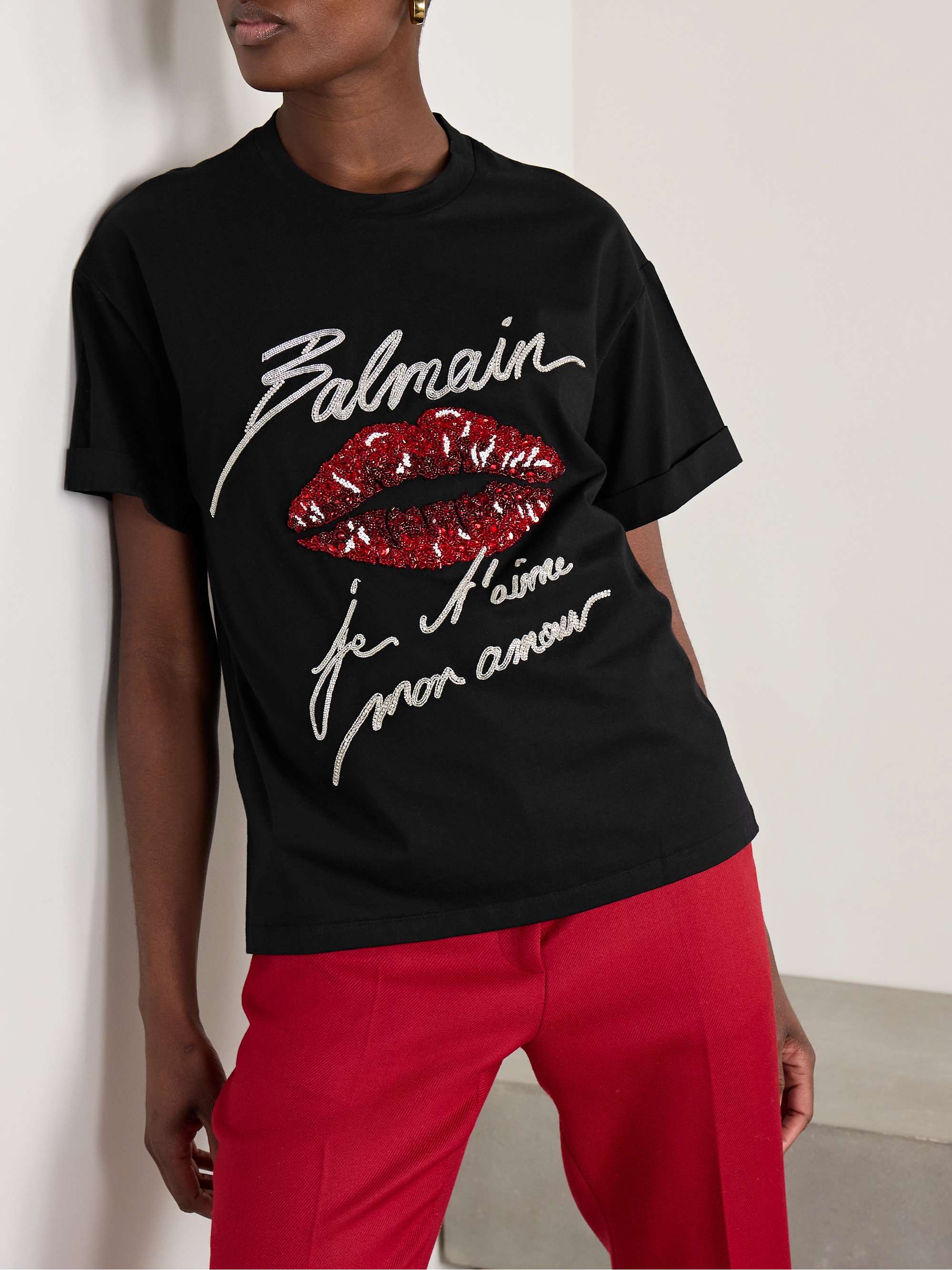 Embellished cotton-jersey T-shirt view