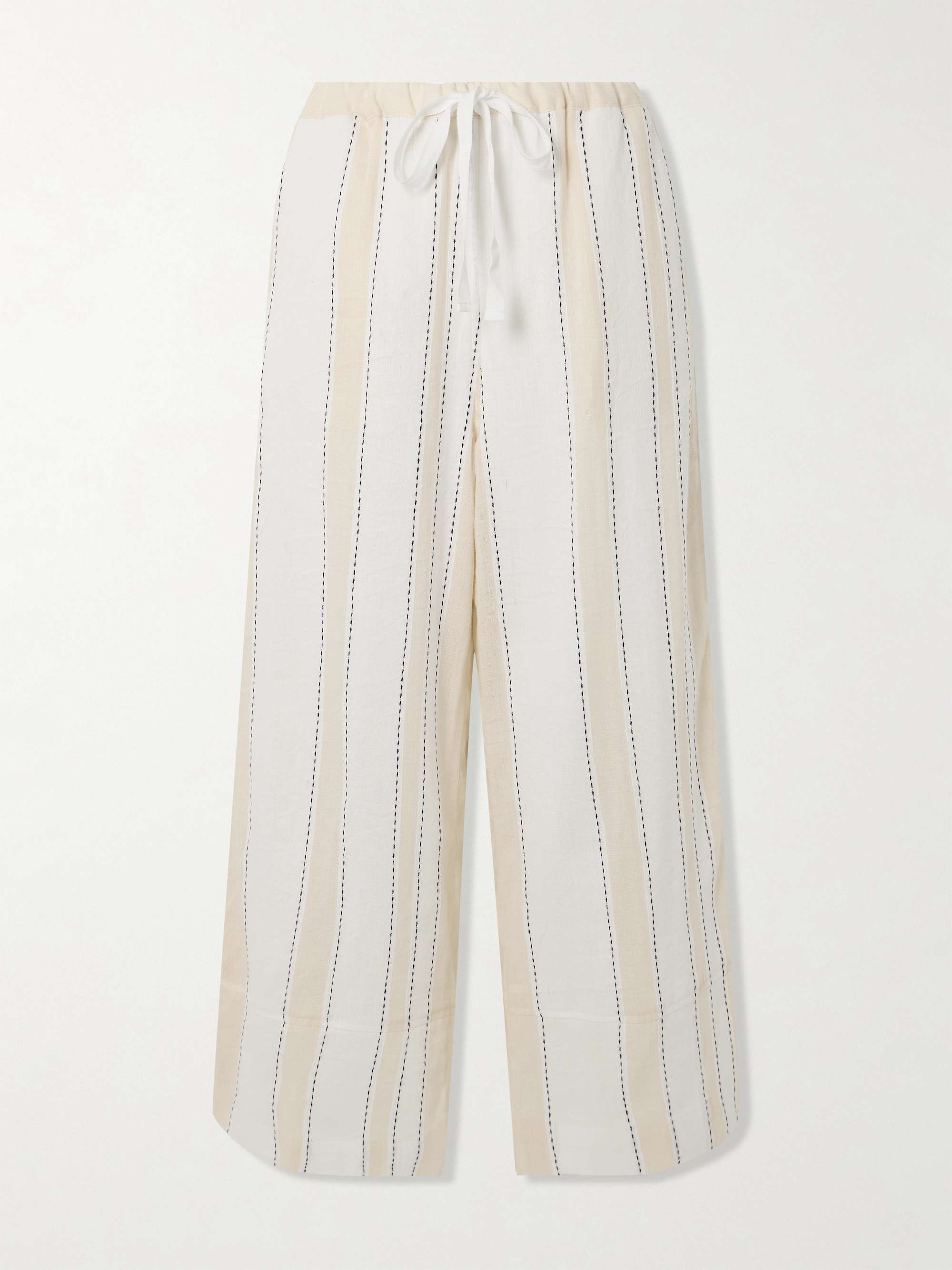 Desta striped cotton-blend wide-leg pants view