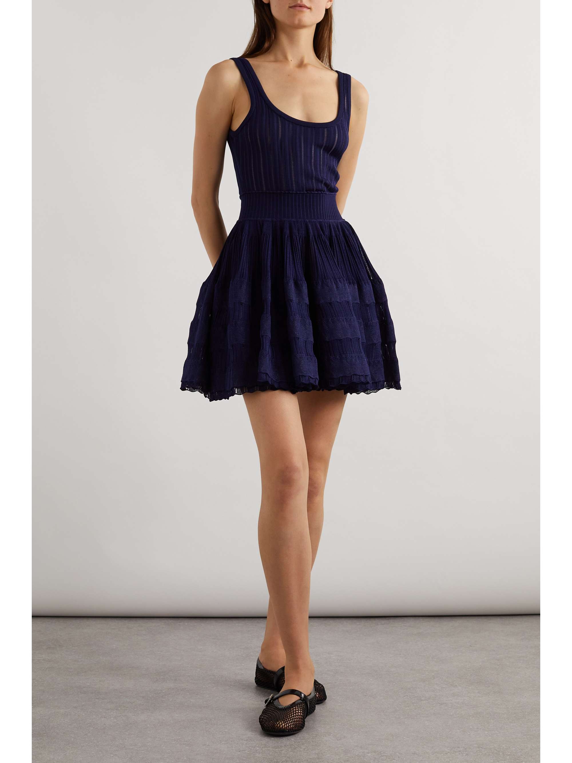 Archetypes ribbed pointelle-knit mini dress view