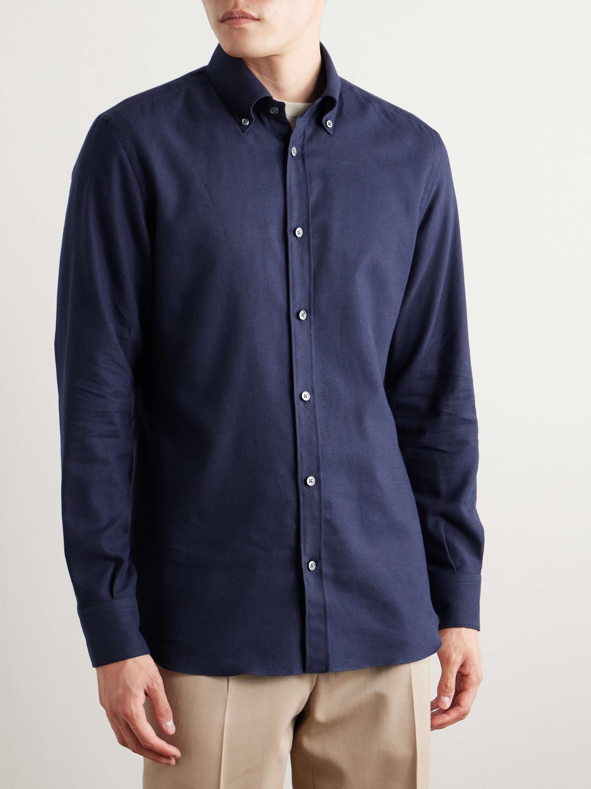 Button-Down Collar Brushed Cotton-Twill Shirt view