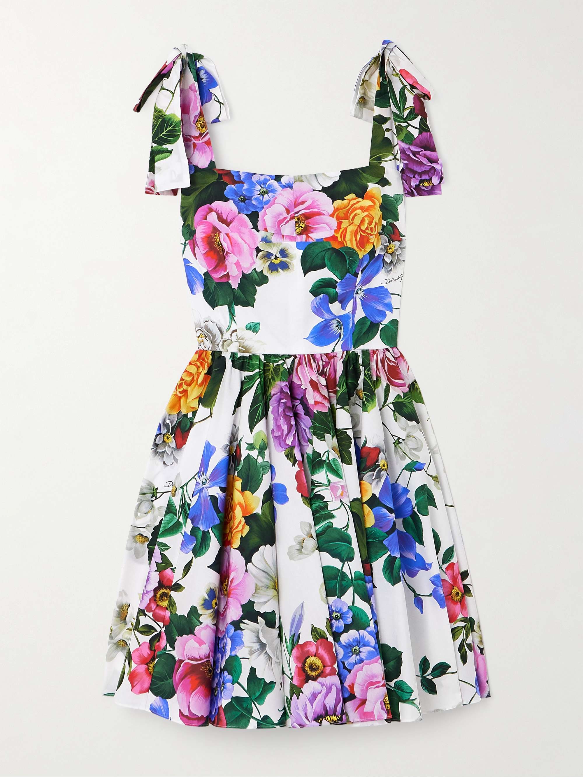 Floral-print cotton-blend poplin mini dress view