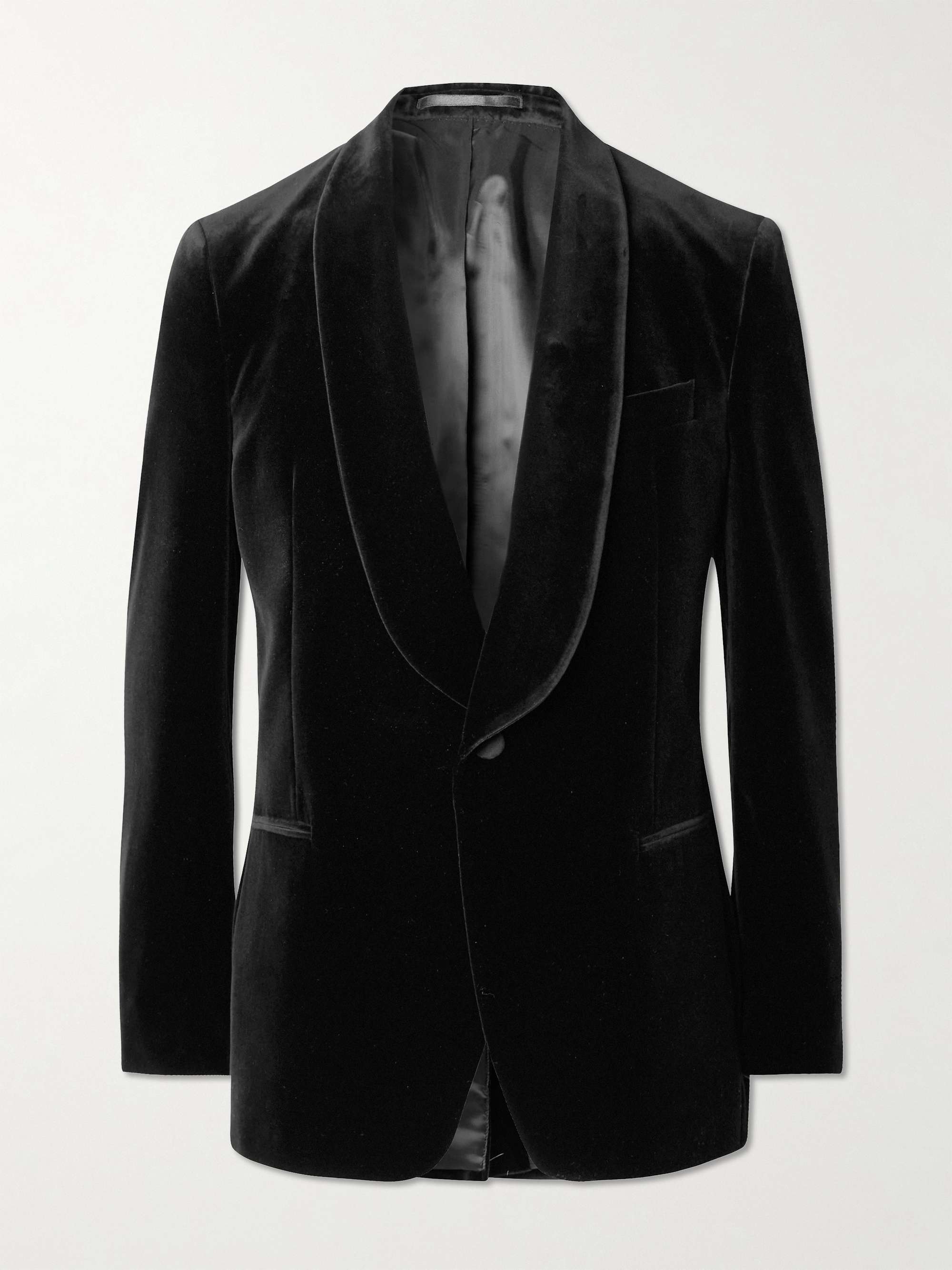 Slim-Fit Shawl-Collar Cotton-Velvet Tuxedo Jacket view