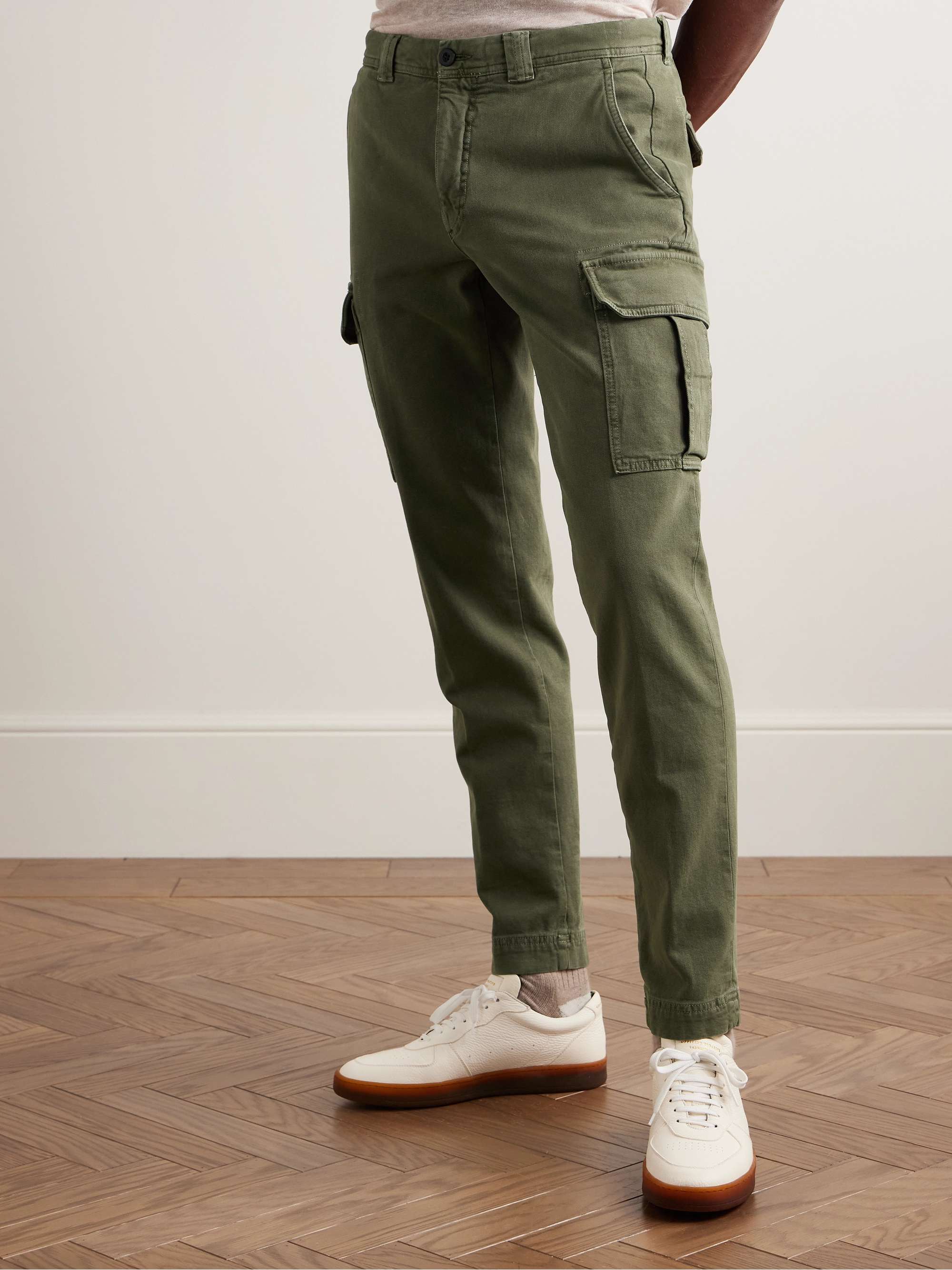 Tapered Cotton-Blend Canvas Cargo Trousers view