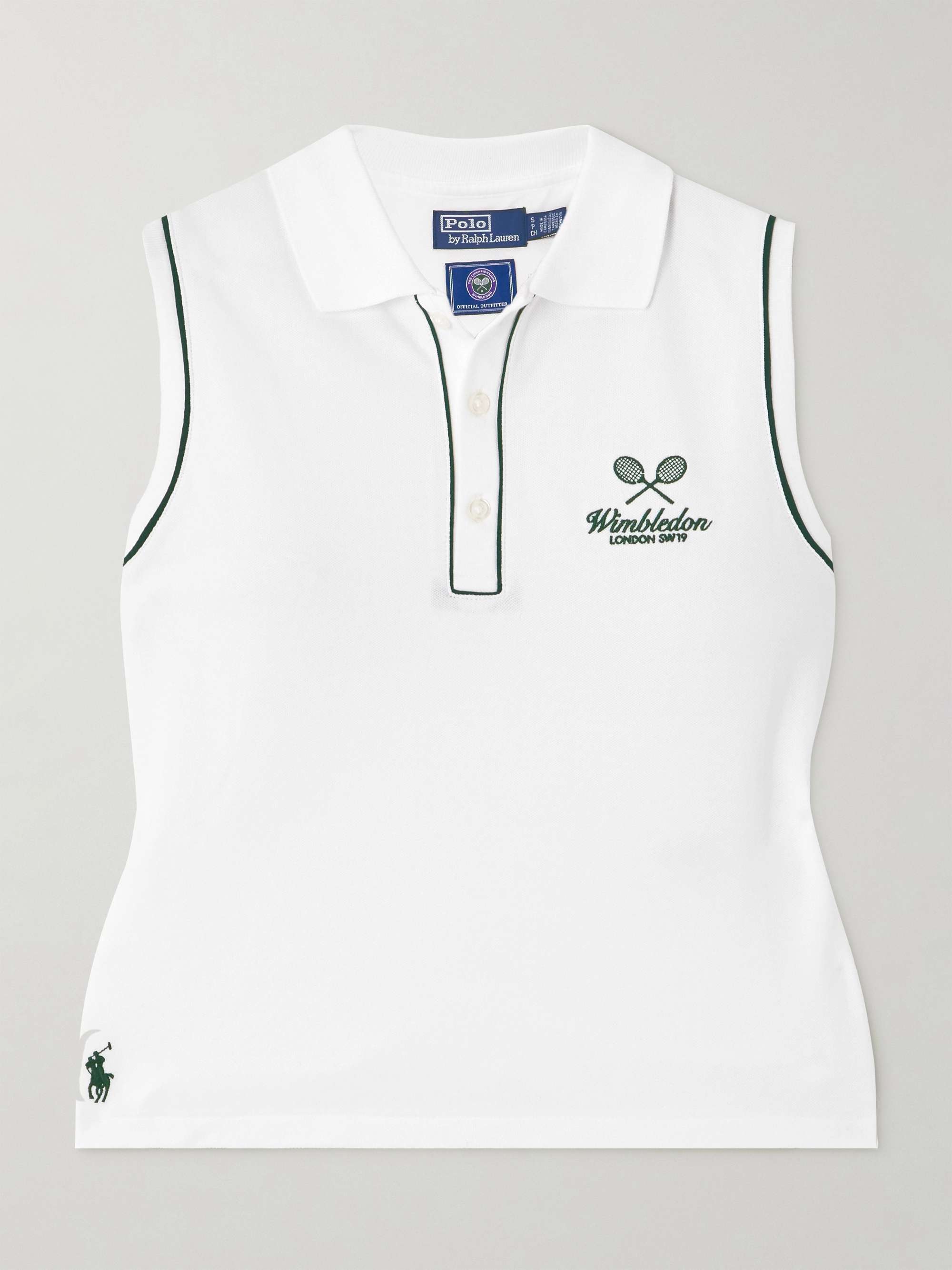 + Wimbledon embroidered cotton-blend piqué polo top view