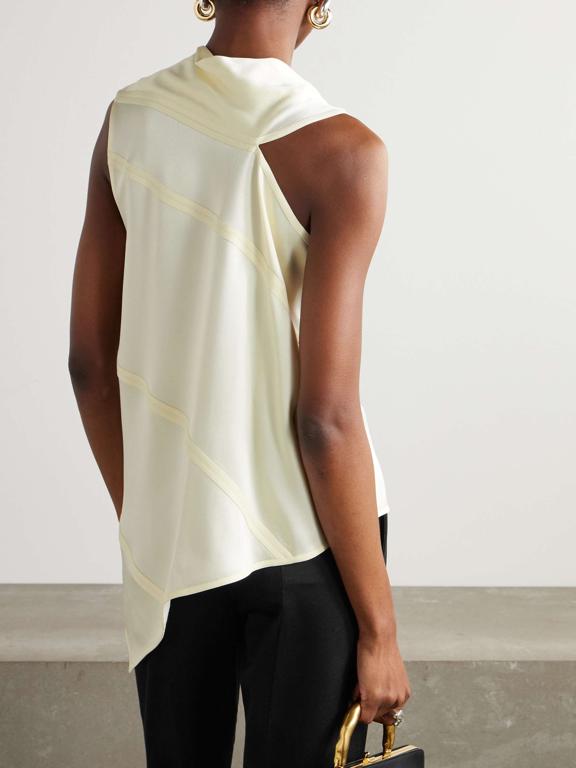 Asymmetric knotted satin top view