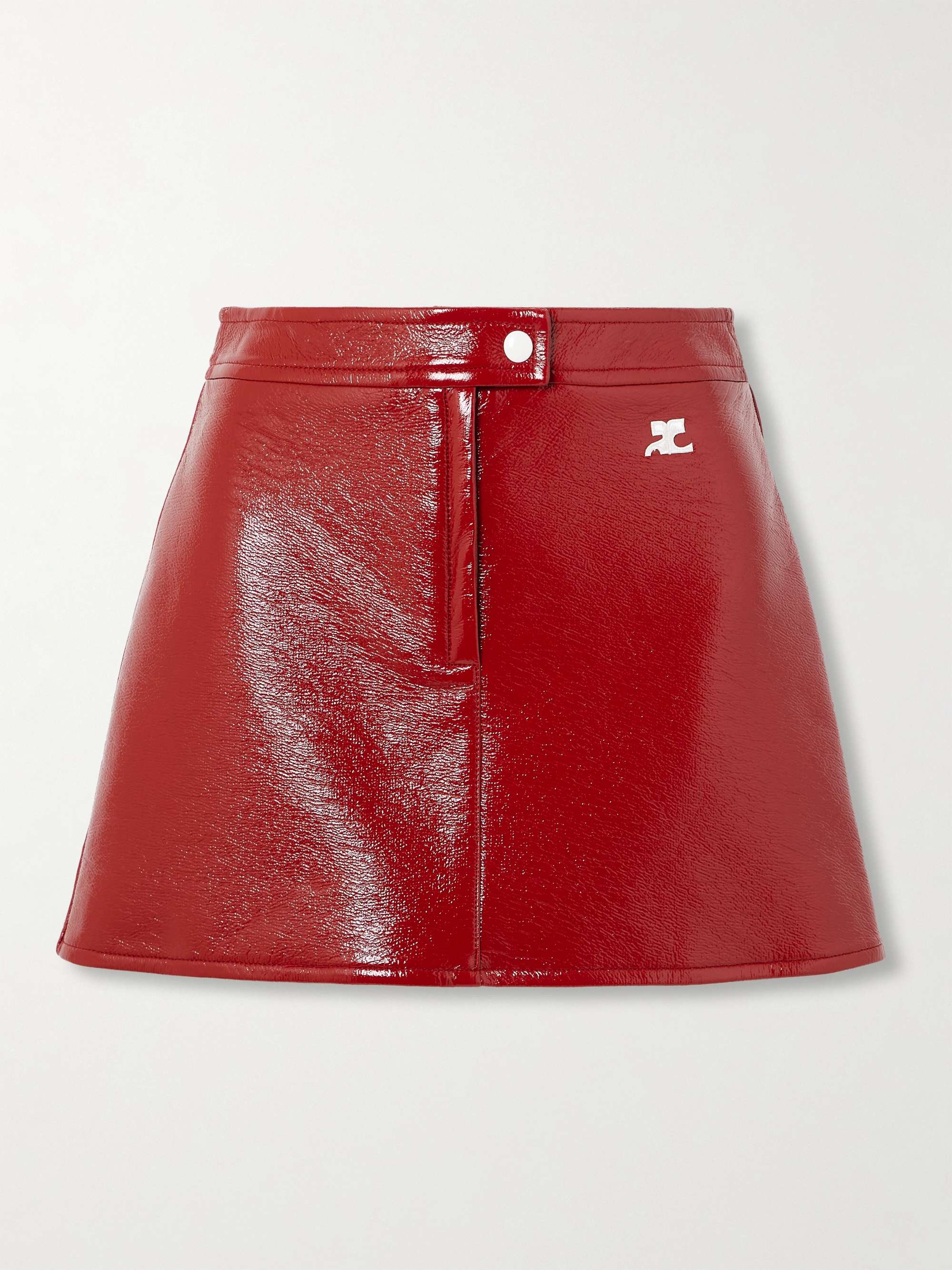 Appliquéd coated cotton-blend mini skirt view