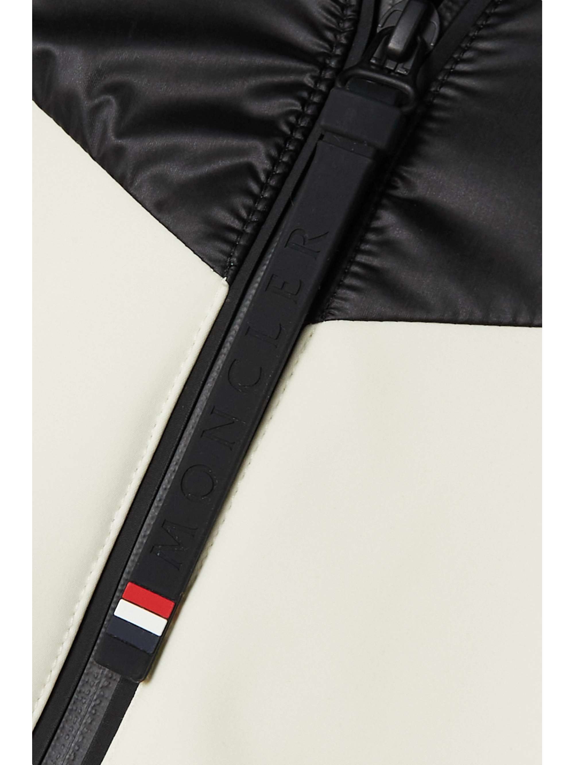 Hooded belted two-tone down ski suit view