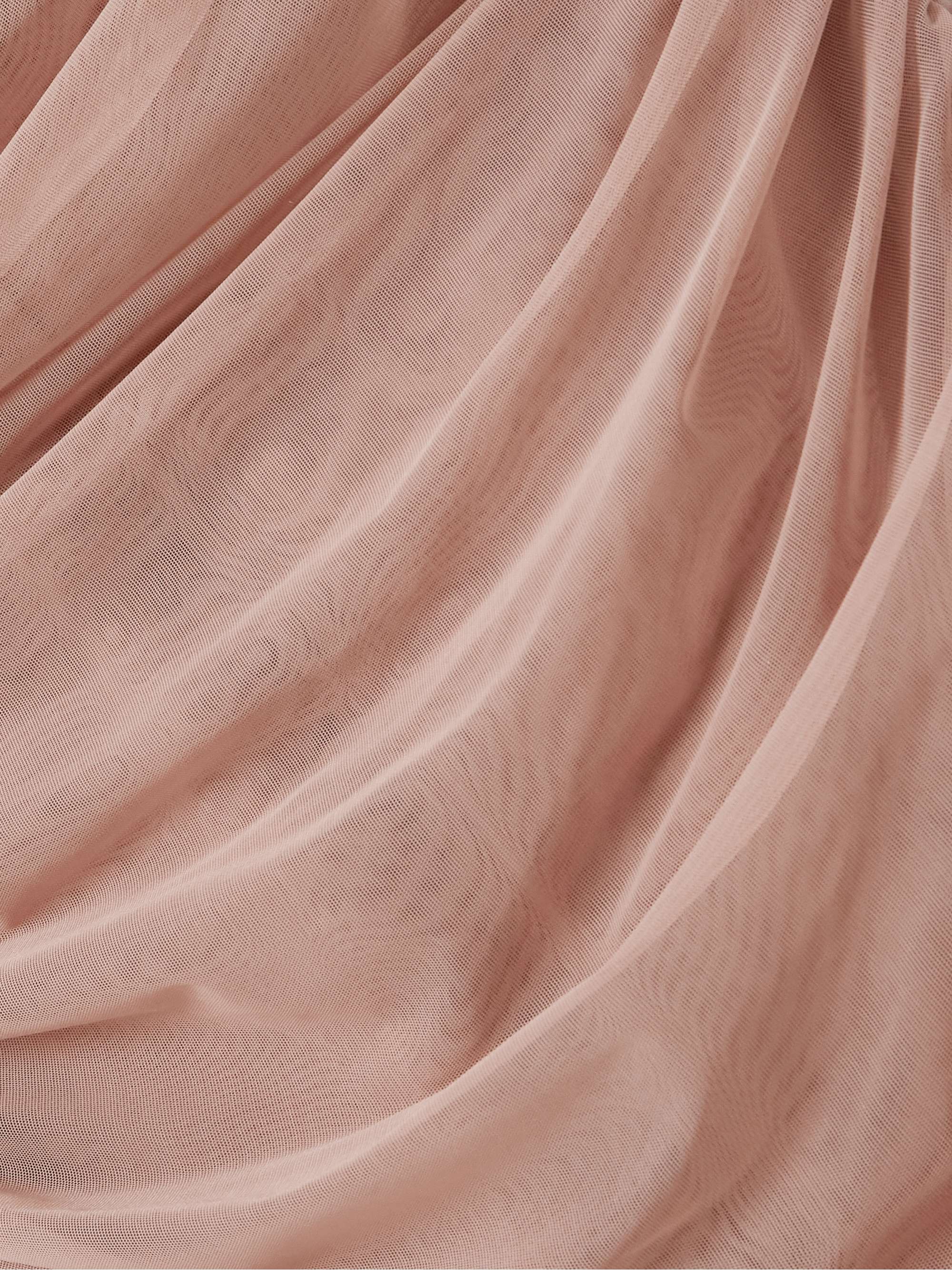 Ruched stretch-tulle midi dress view