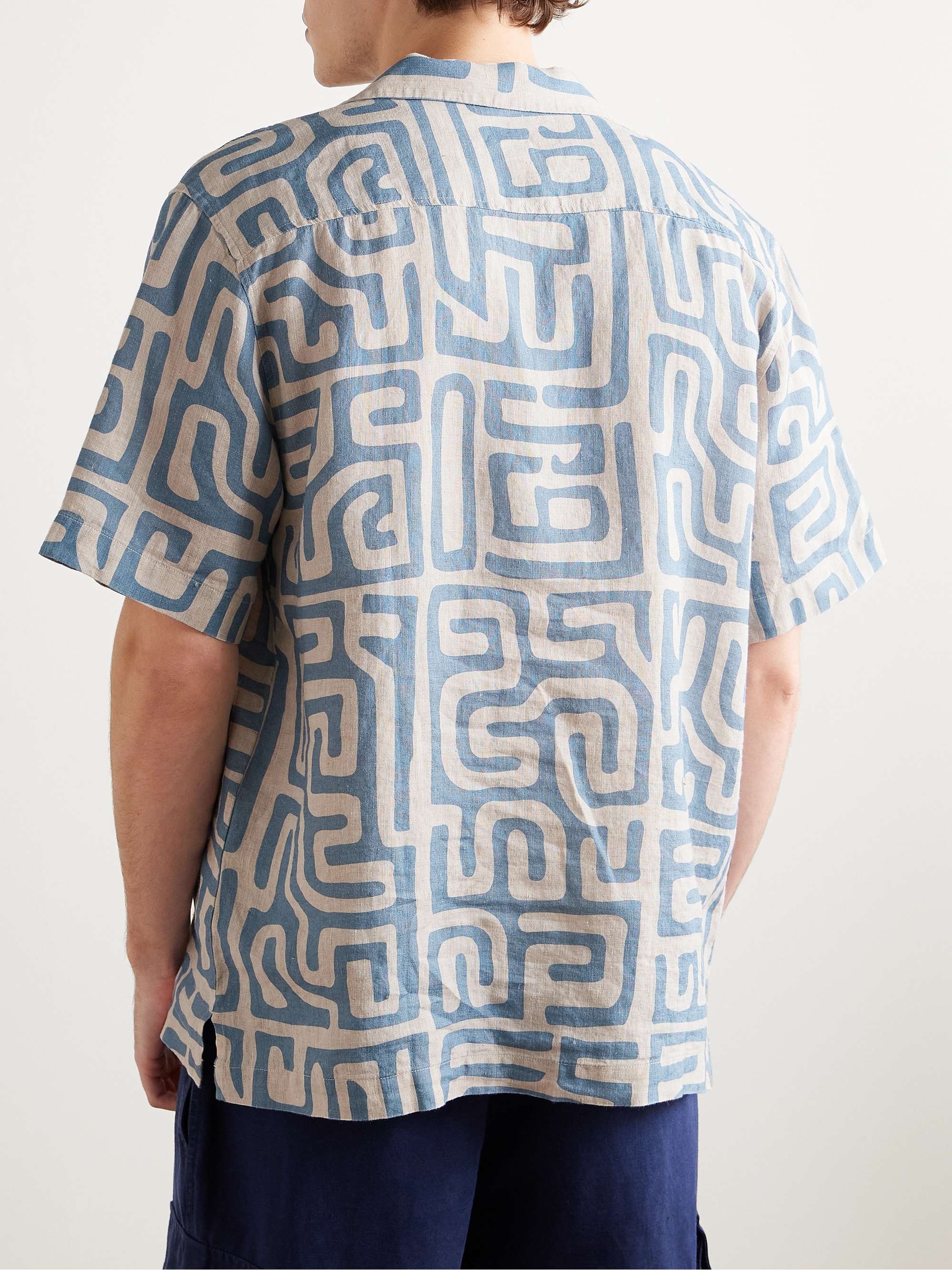 Roberto Camp-Collar Printed Linen Shirt view