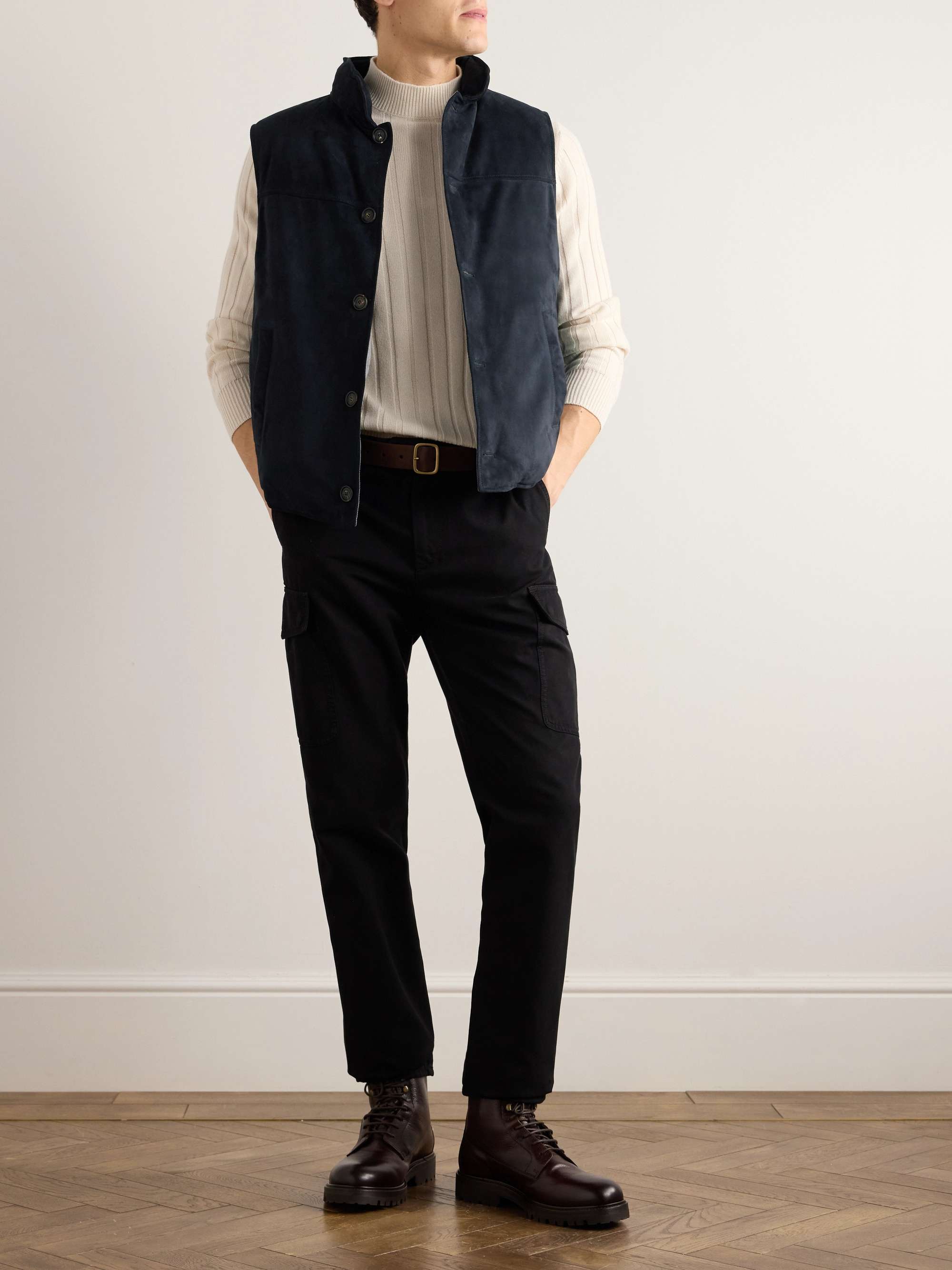 Padded Suede Down Gilet view