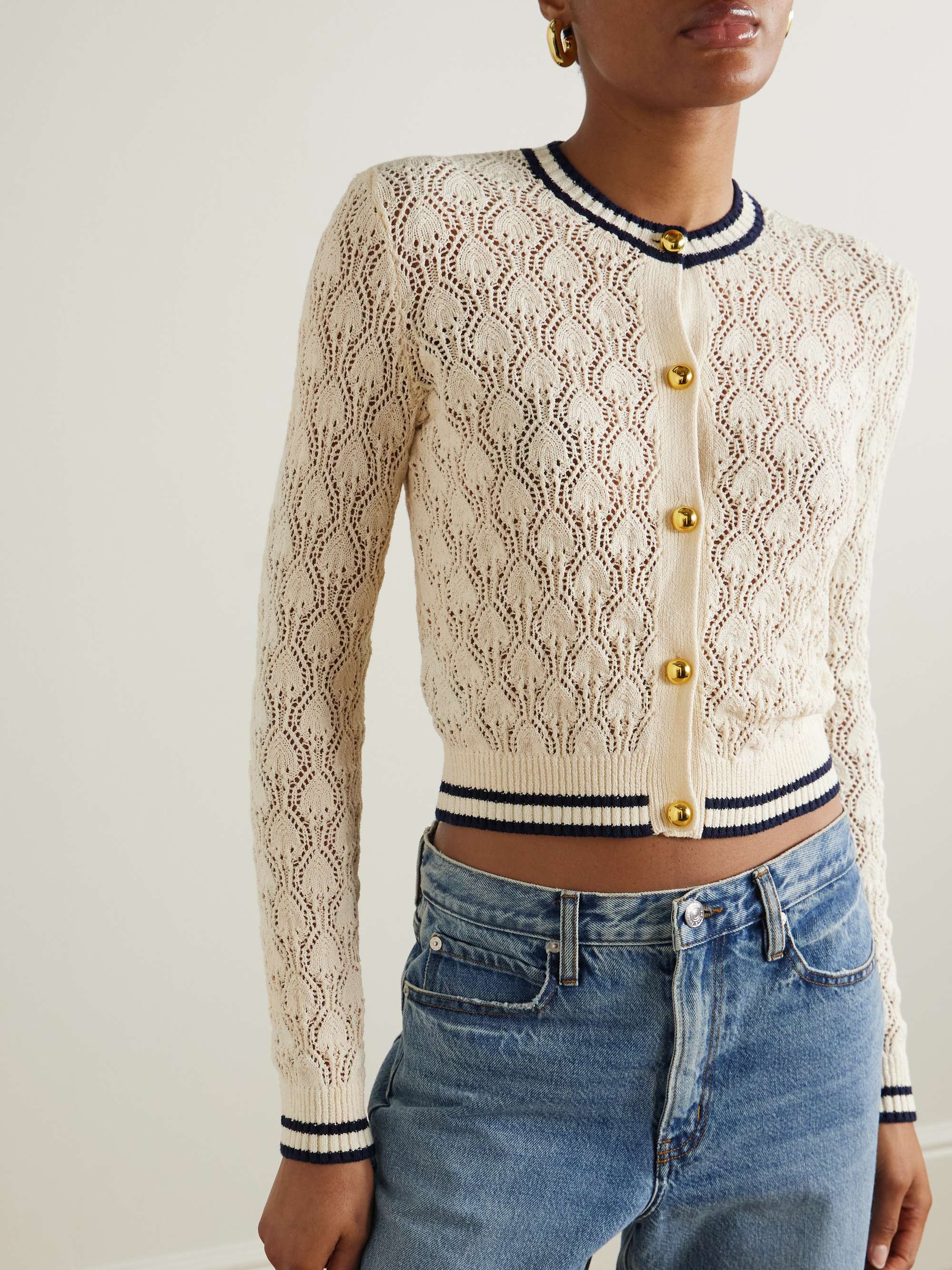 The Rookie pointelle-knit cotton-blend bouclé cardigan view