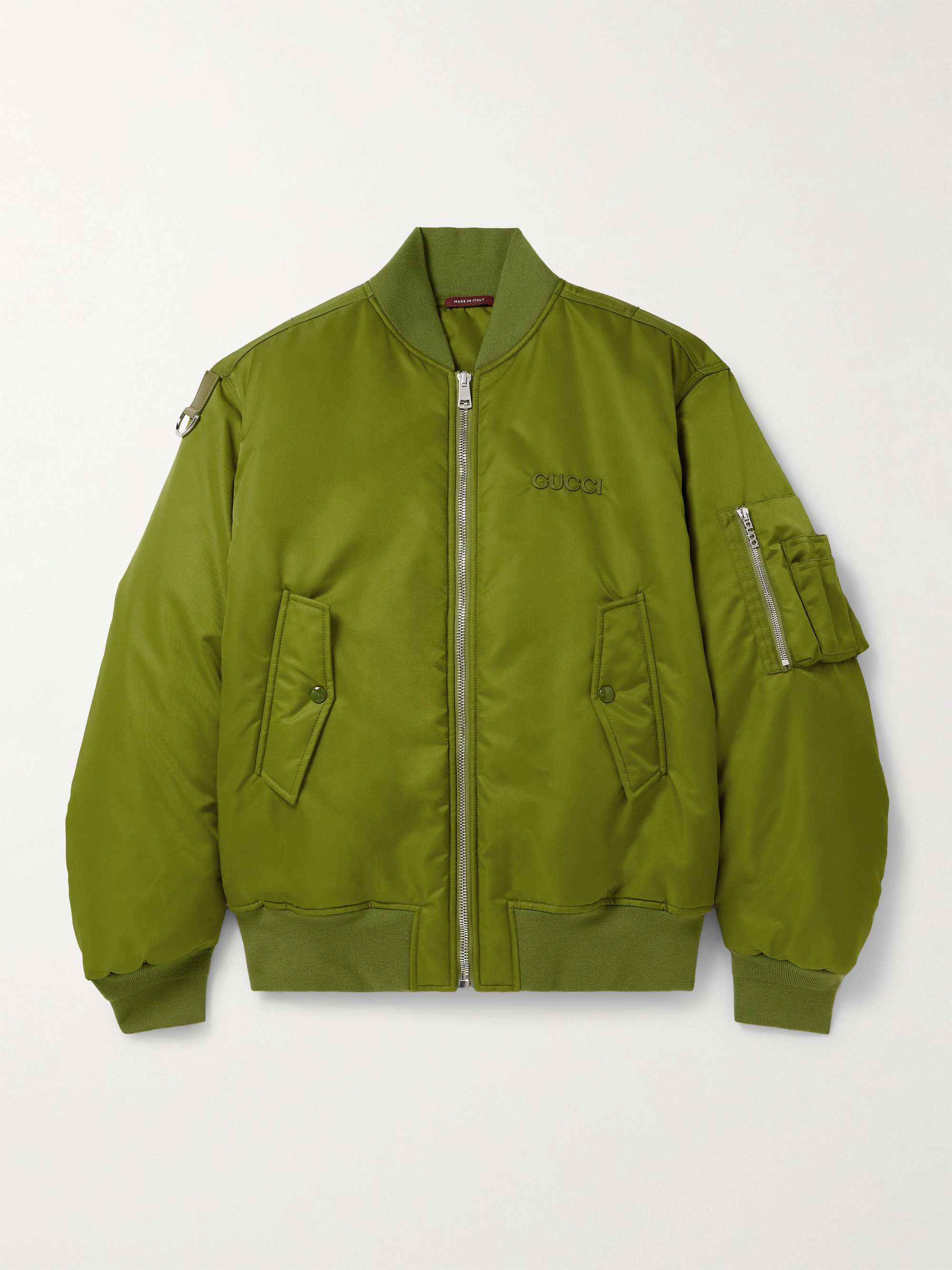 Logo-Appliquéd Padded Satin Bomber Jacket view